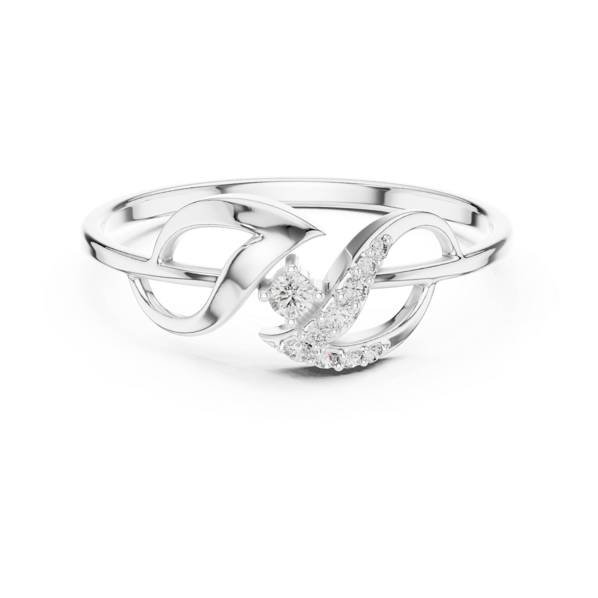 Sterling Silver Moissanite Swirl Ring – Minimalist Modern Statement Jewelry