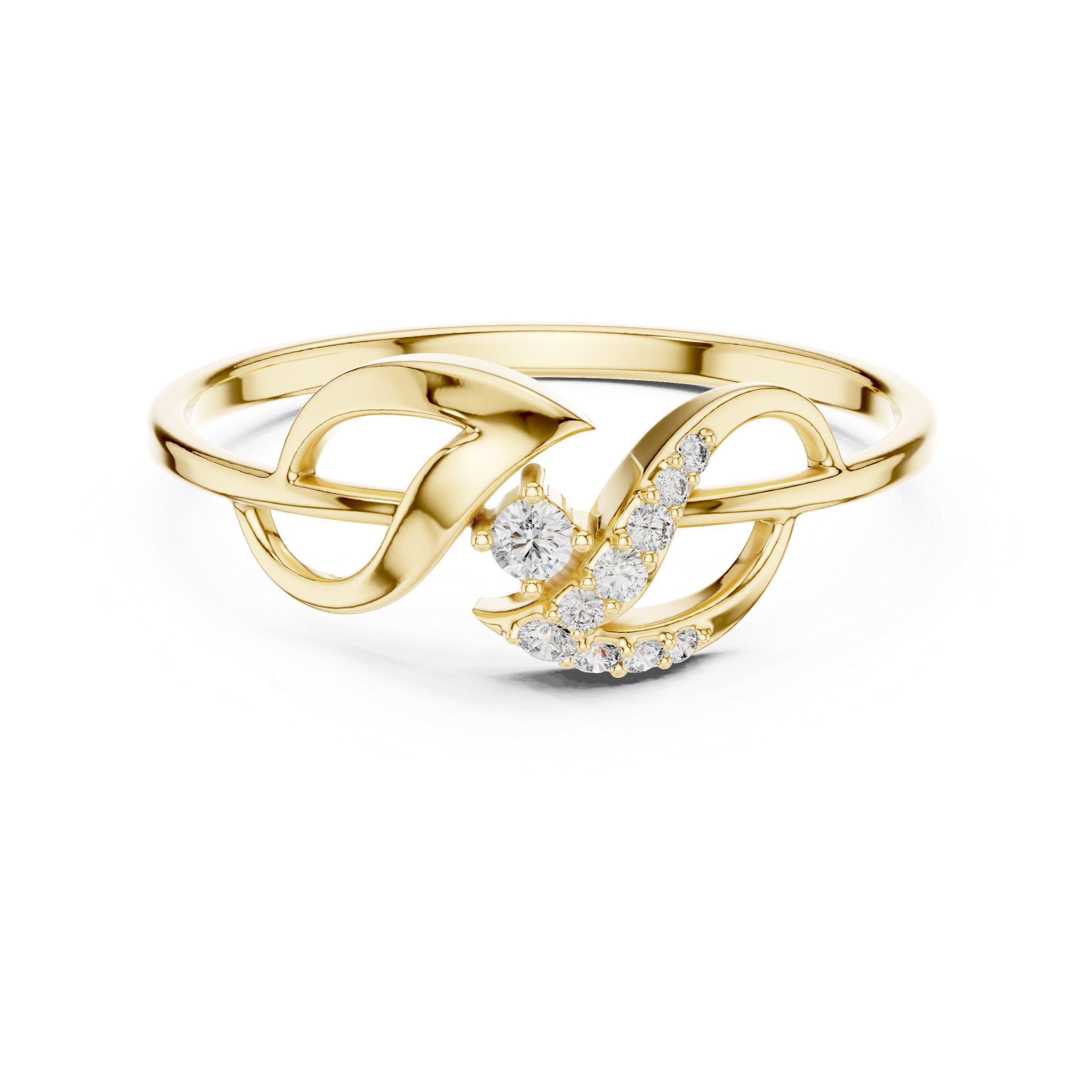 Sterling Silver Moissanite Swirl Ring – Minimalist Modern Statement Jewelry