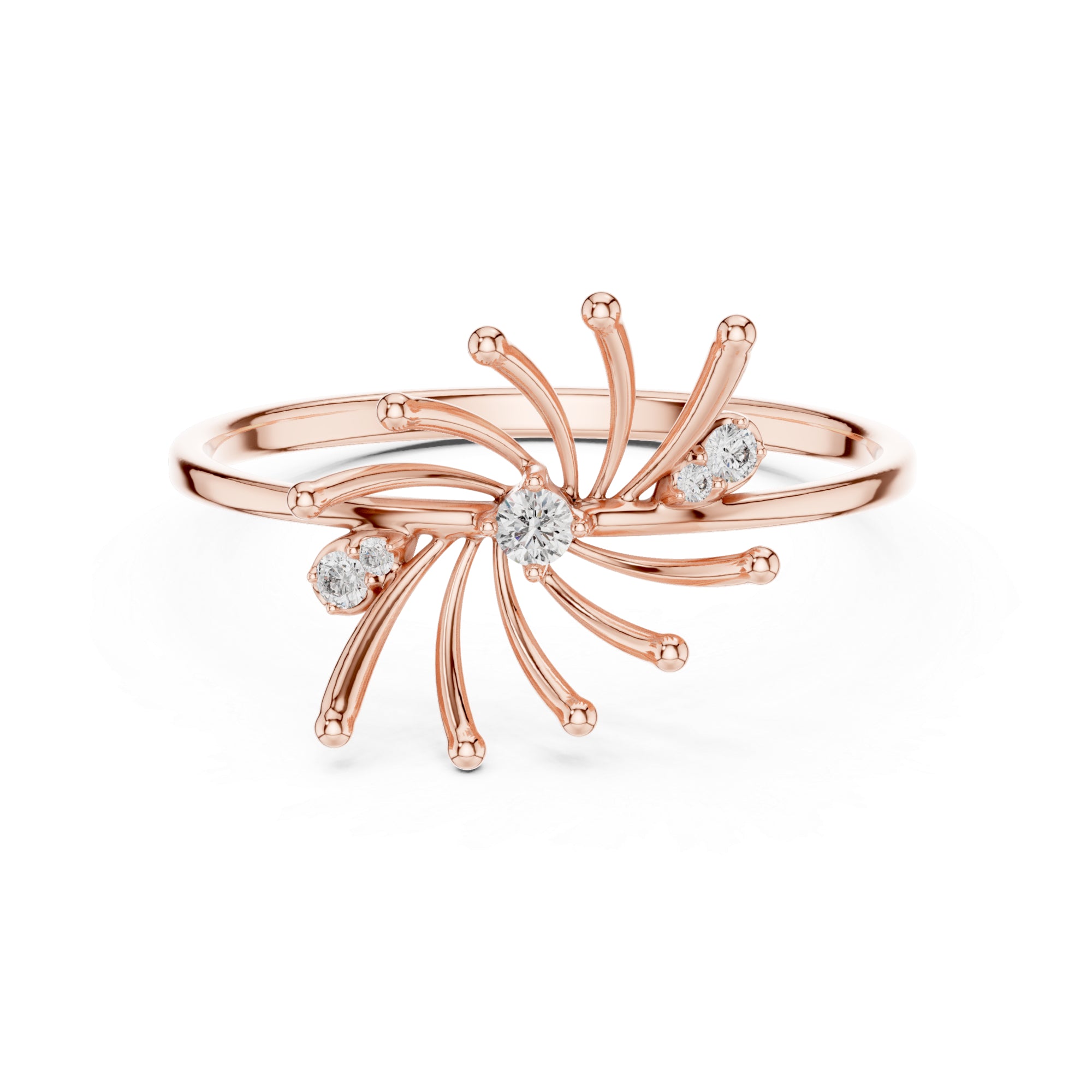 Starburst Moissanite Ring: Sterling Silver Swirl Statement Jewelry