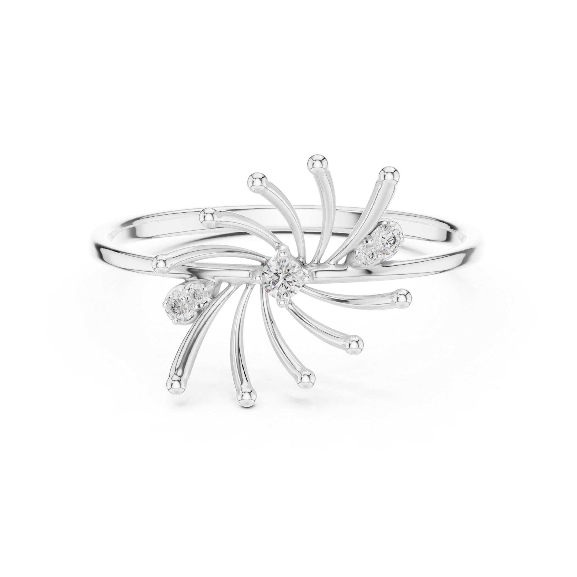 Starburst Moissanite Ring: Sterling Silver Swirl Statement Jewelry