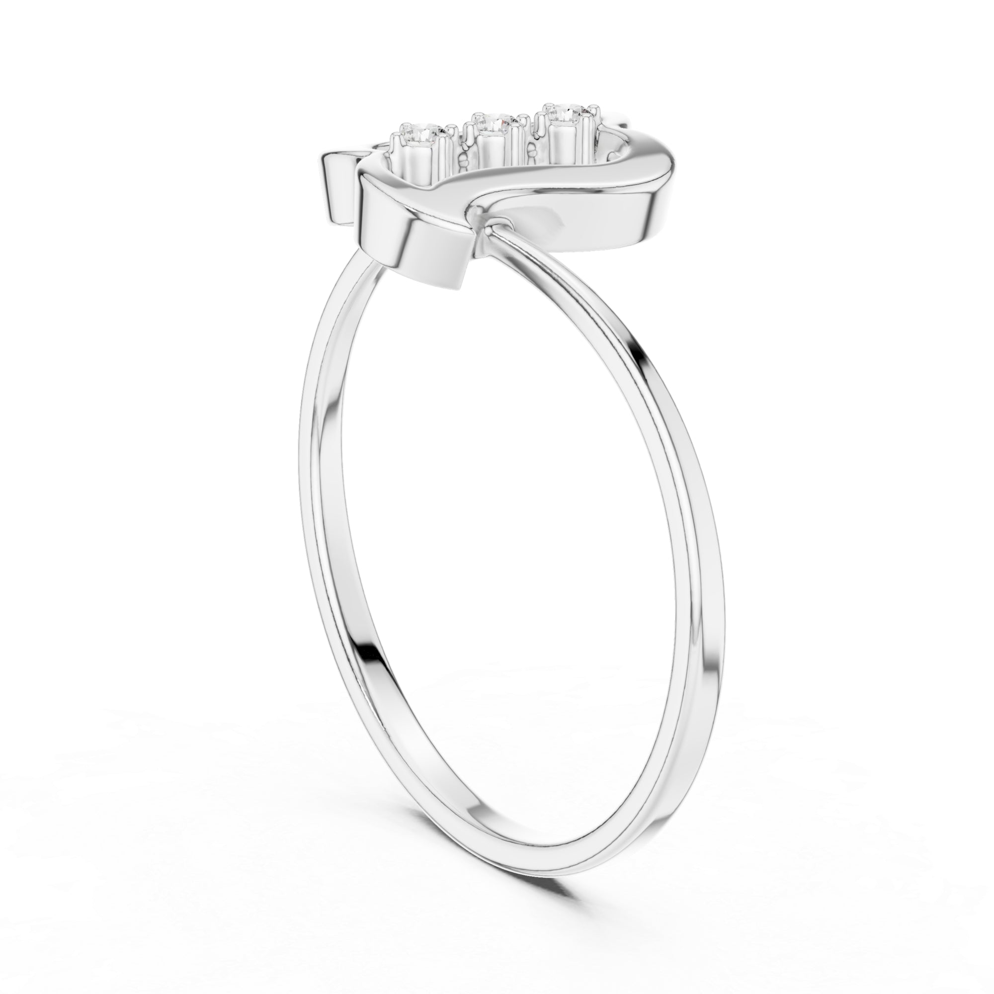 Moissanite Round Cut Sterling Silver Ring – Minimalist Statement Band