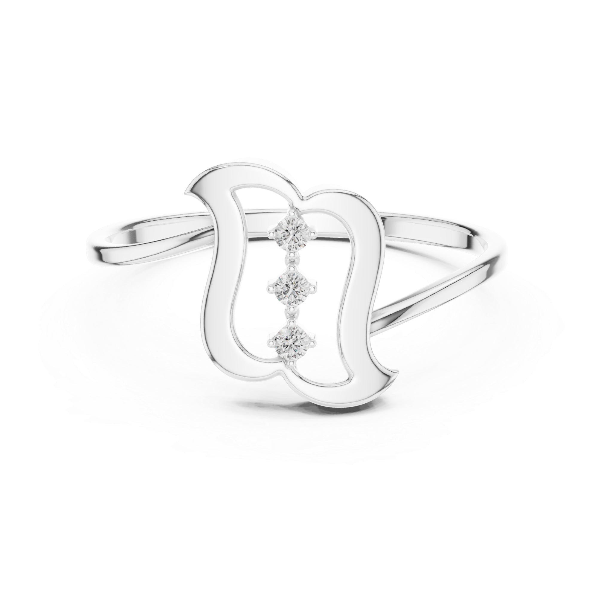 Moissanite Round Cut Sterling Silver Ring – Minimalist Statement Band