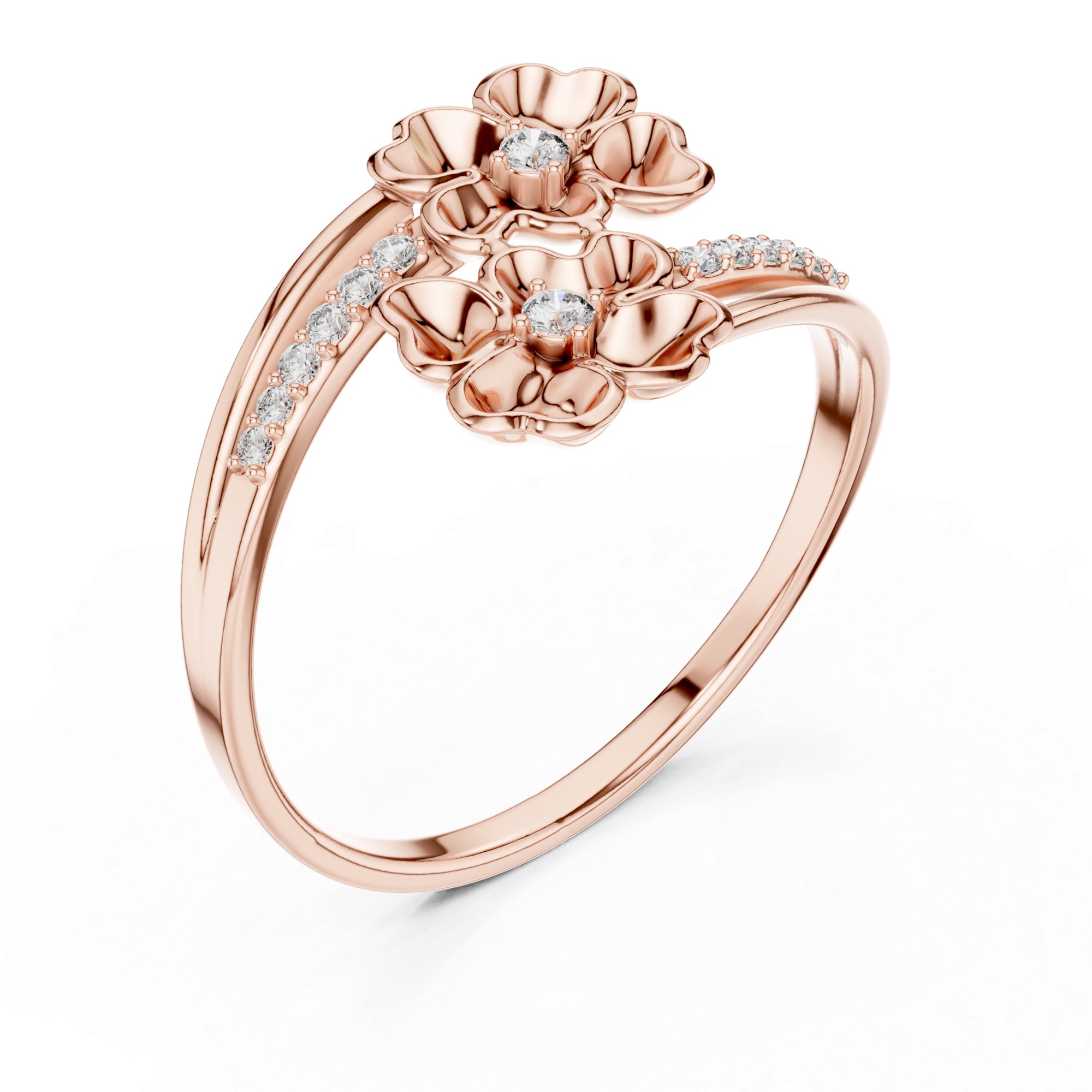 Floral Moissanite Ring, Sterling Silver Nature Inspired Statement Band