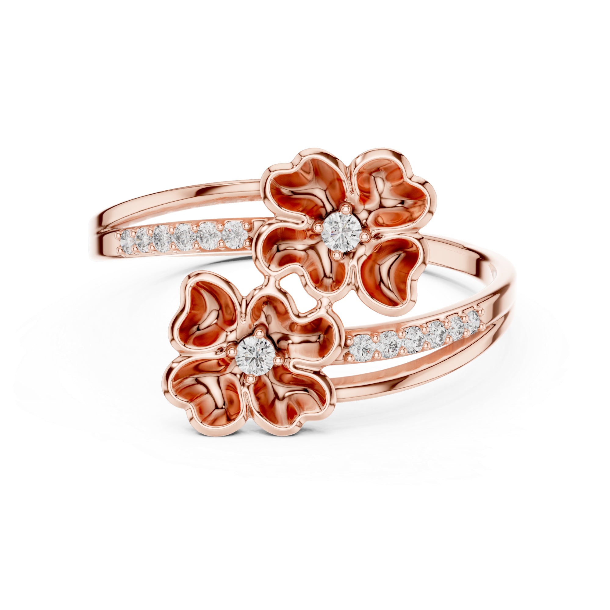 Floral Moissanite Ring, Sterling Silver Nature Inspired Statement Band
