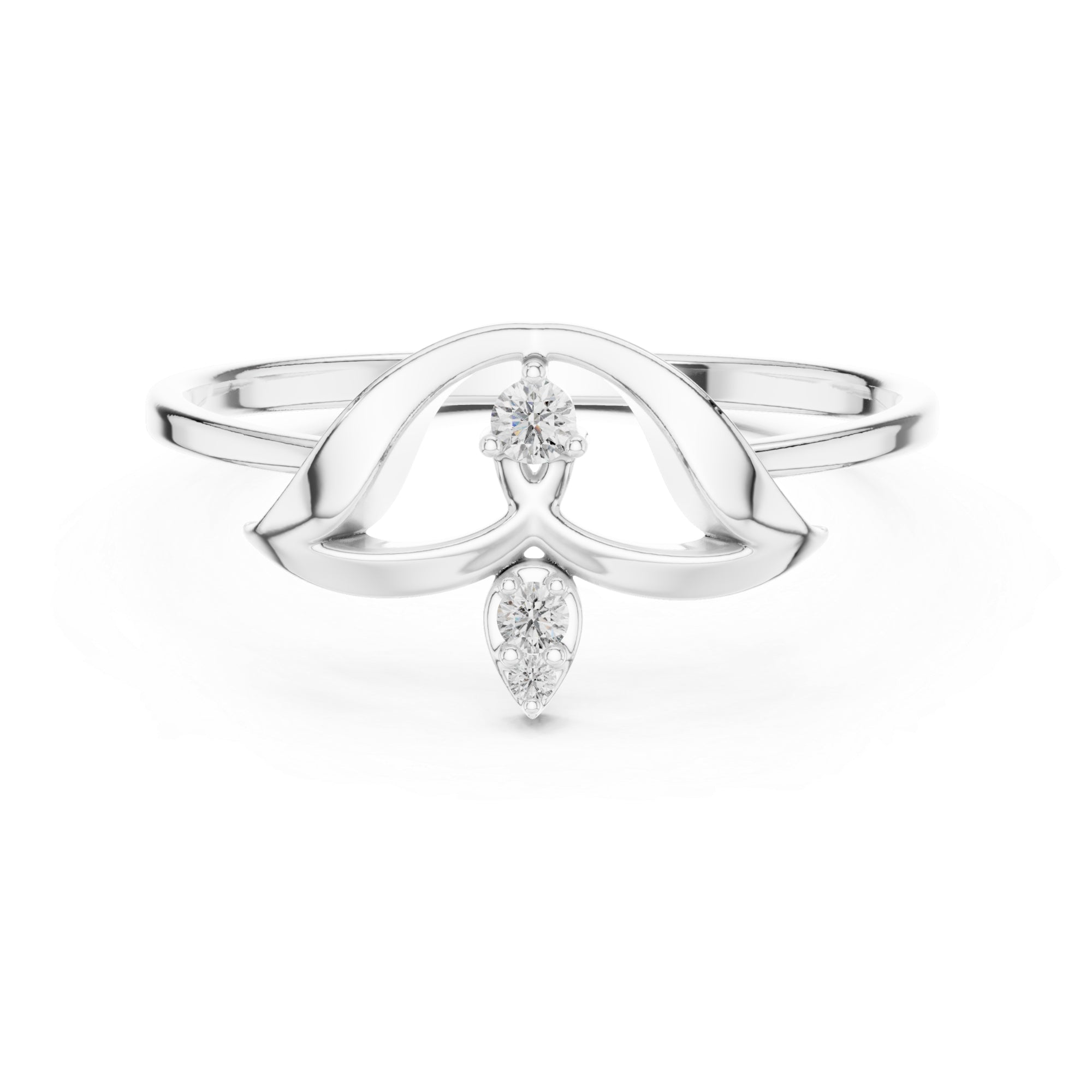 Sterling Silver Moissanite Ring Delicate Round Cut, Minimalist Statement Band