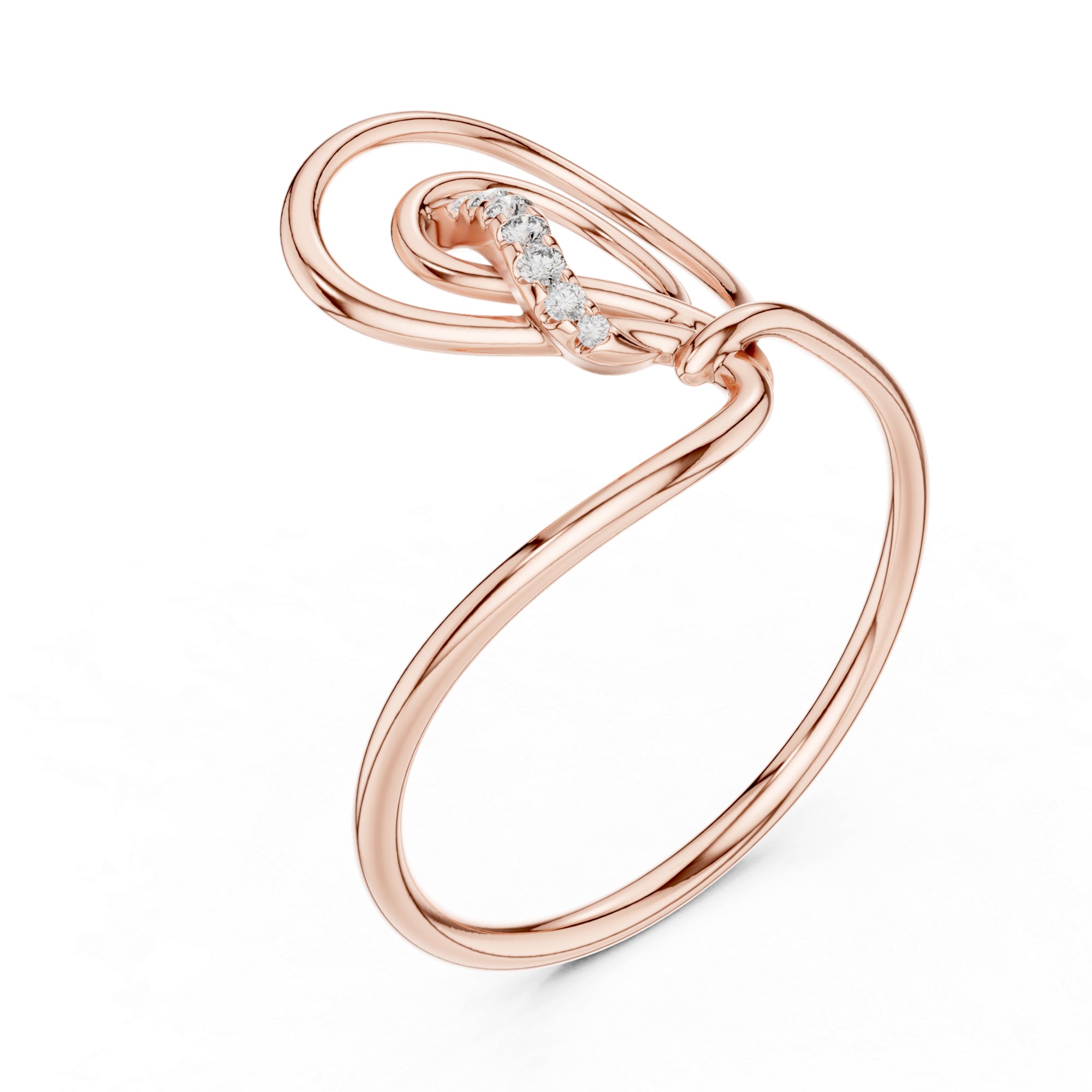 Leaf Moissanite Ring – Abstract Swirl 925 Sterling Silver Statement Band