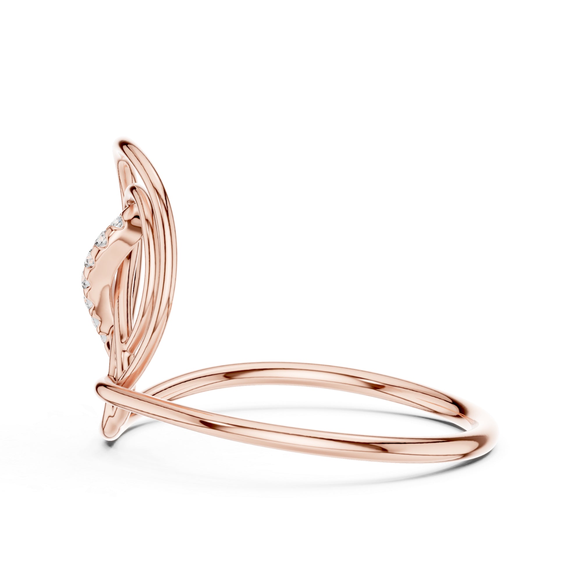Leaf Moissanite Ring – Abstract Swirl 925 Sterling Silver Statement Band