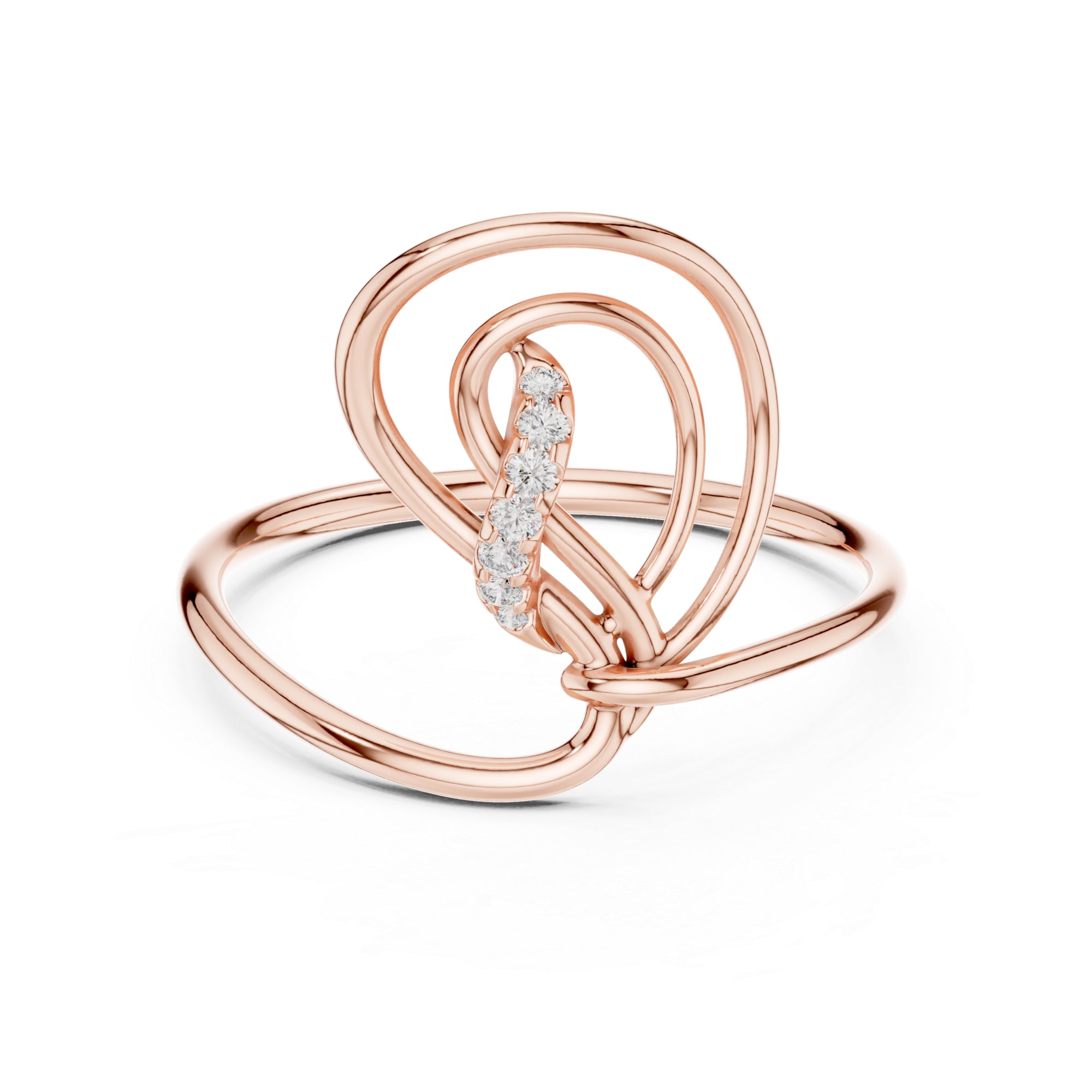 Leaf Moissanite Ring – Abstract Swirl 925 Sterling Silver Statement Band