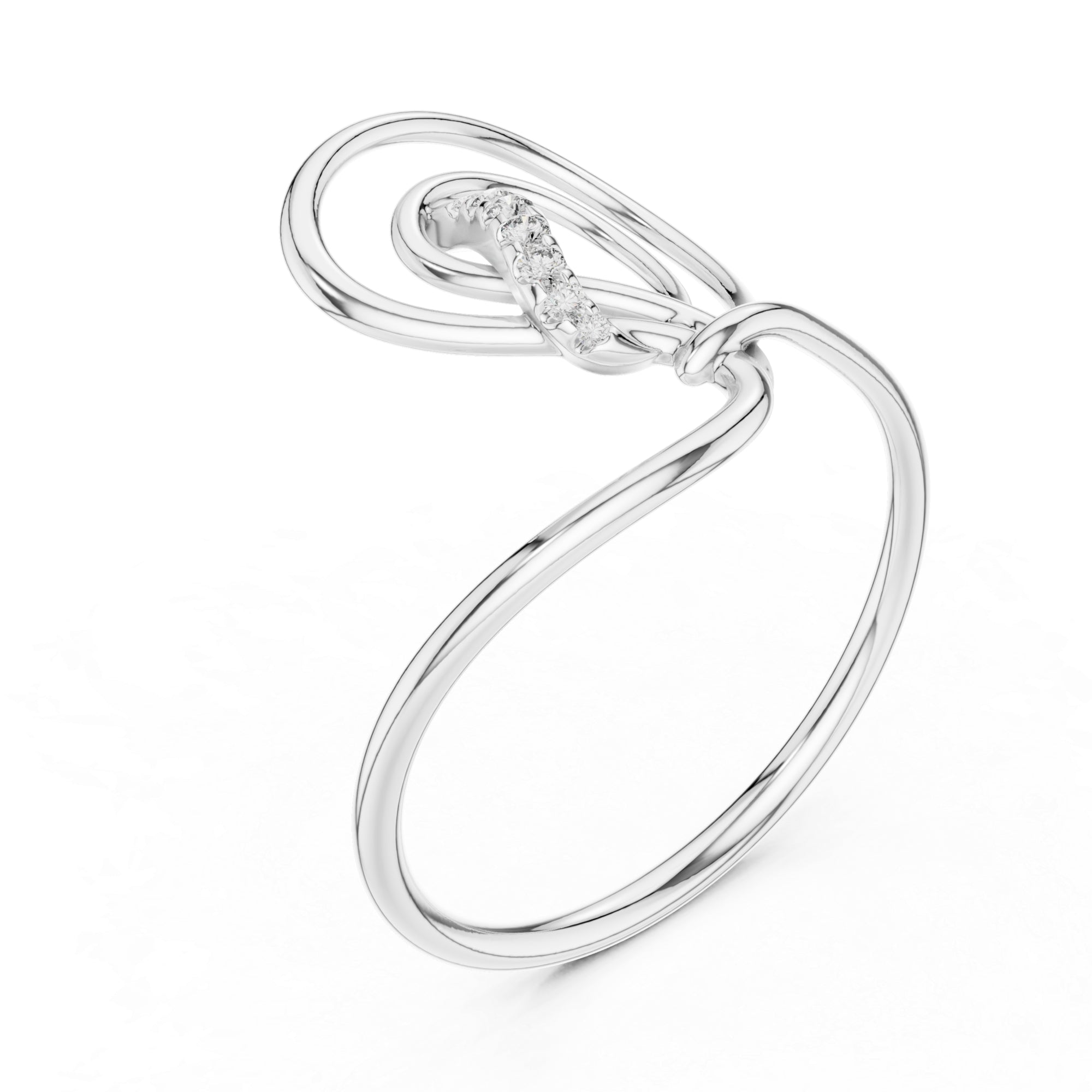 Leaf Moissanite Ring – Abstract Swirl 925 Sterling Silver Statement Band