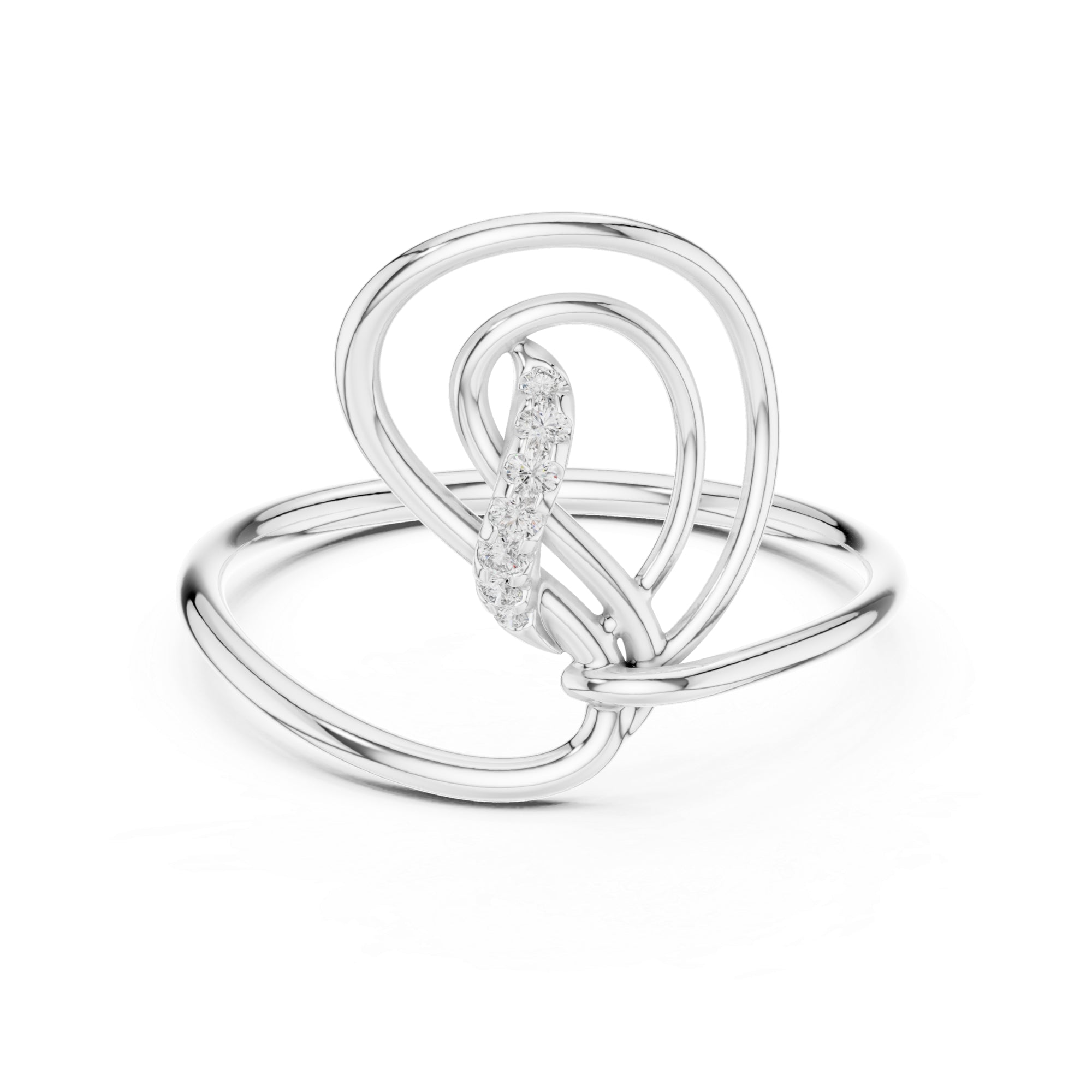 Leaf Moissanite Ring – Abstract Swirl 925 Sterling Silver Statement Band