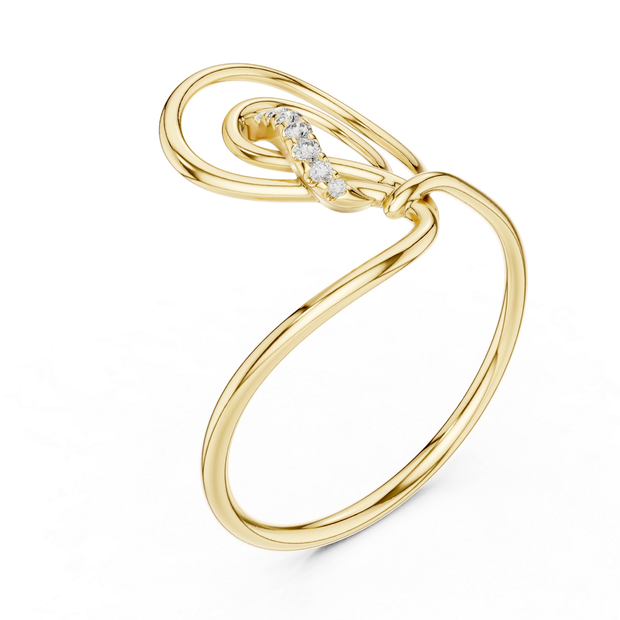 Leaf Moissanite Ring – Abstract Swirl 925 Sterling Silver Statement Band