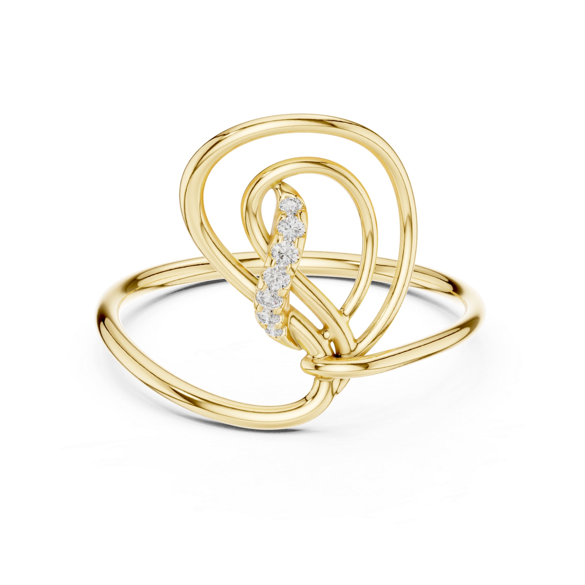 Leaf Moissanite Ring – Abstract Swirl 925 Sterling Silver Statement Band