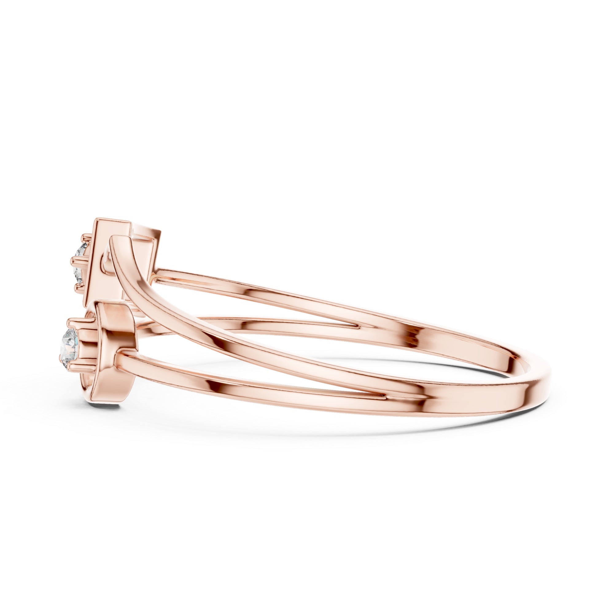 Abstract Moissanite Ring – Sterling Silver Geometric Statement Band