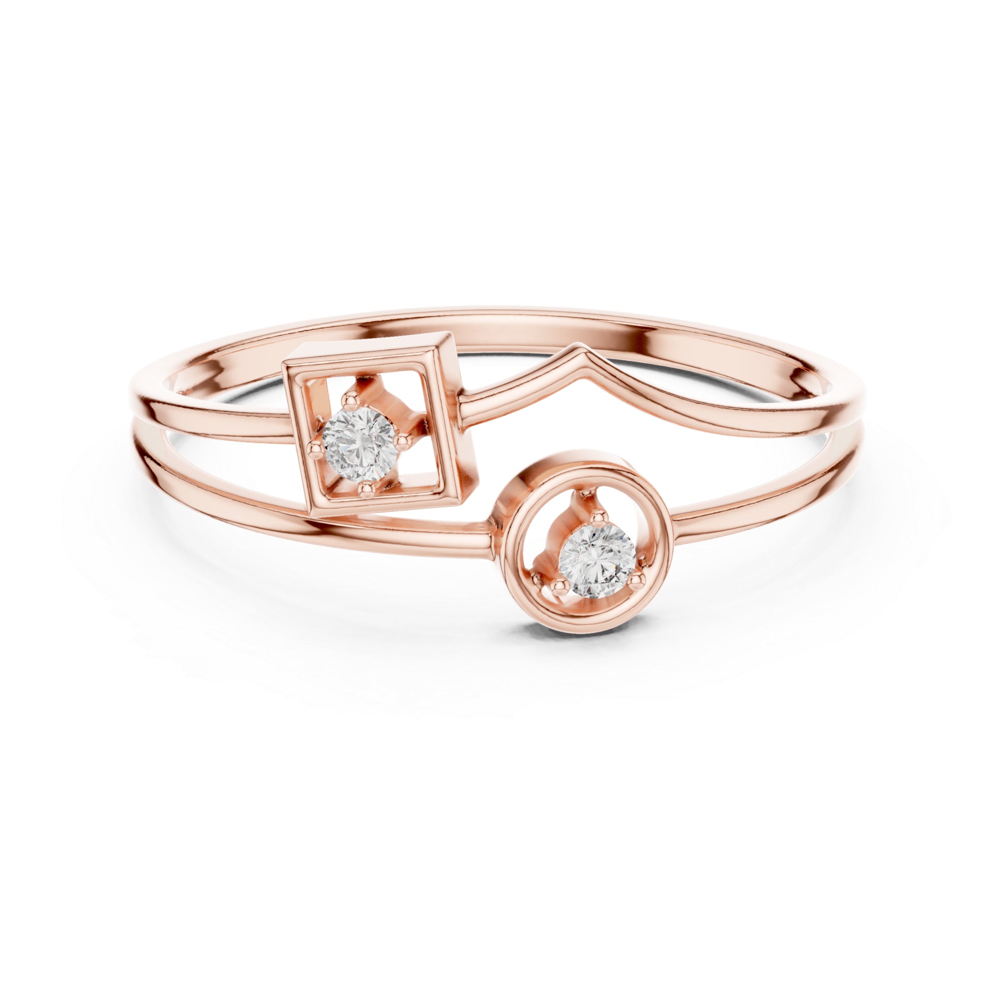 Abstract Moissanite Ring – Sterling Silver Geometric Statement Band