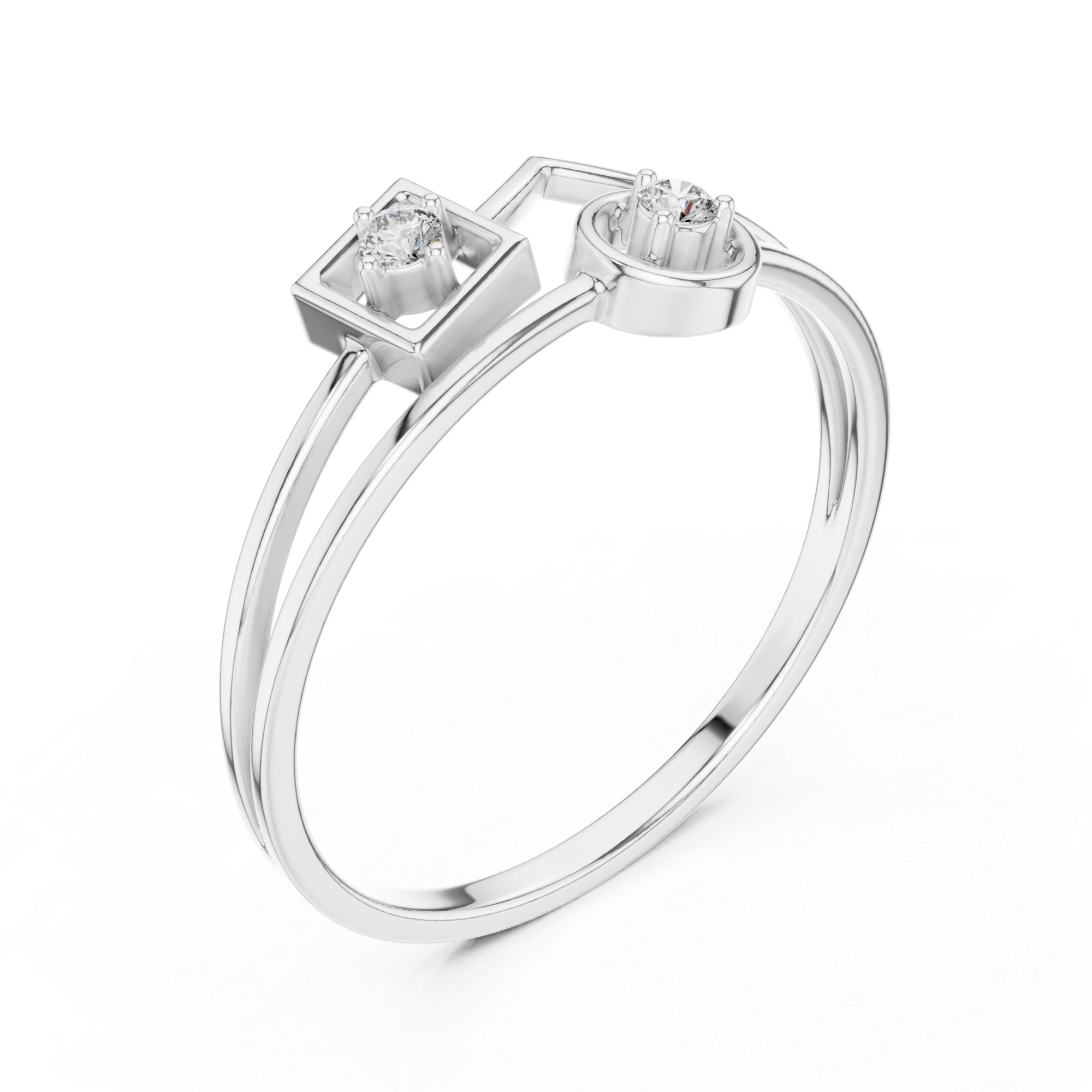 Abstract Moissanite Ring – Sterling Silver Geometric Statement Band