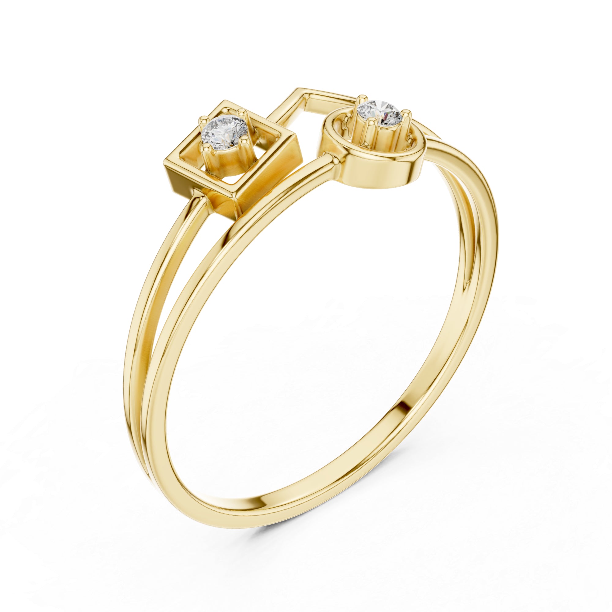 Abstract Moissanite Ring – Sterling Silver Geometric Statement Band