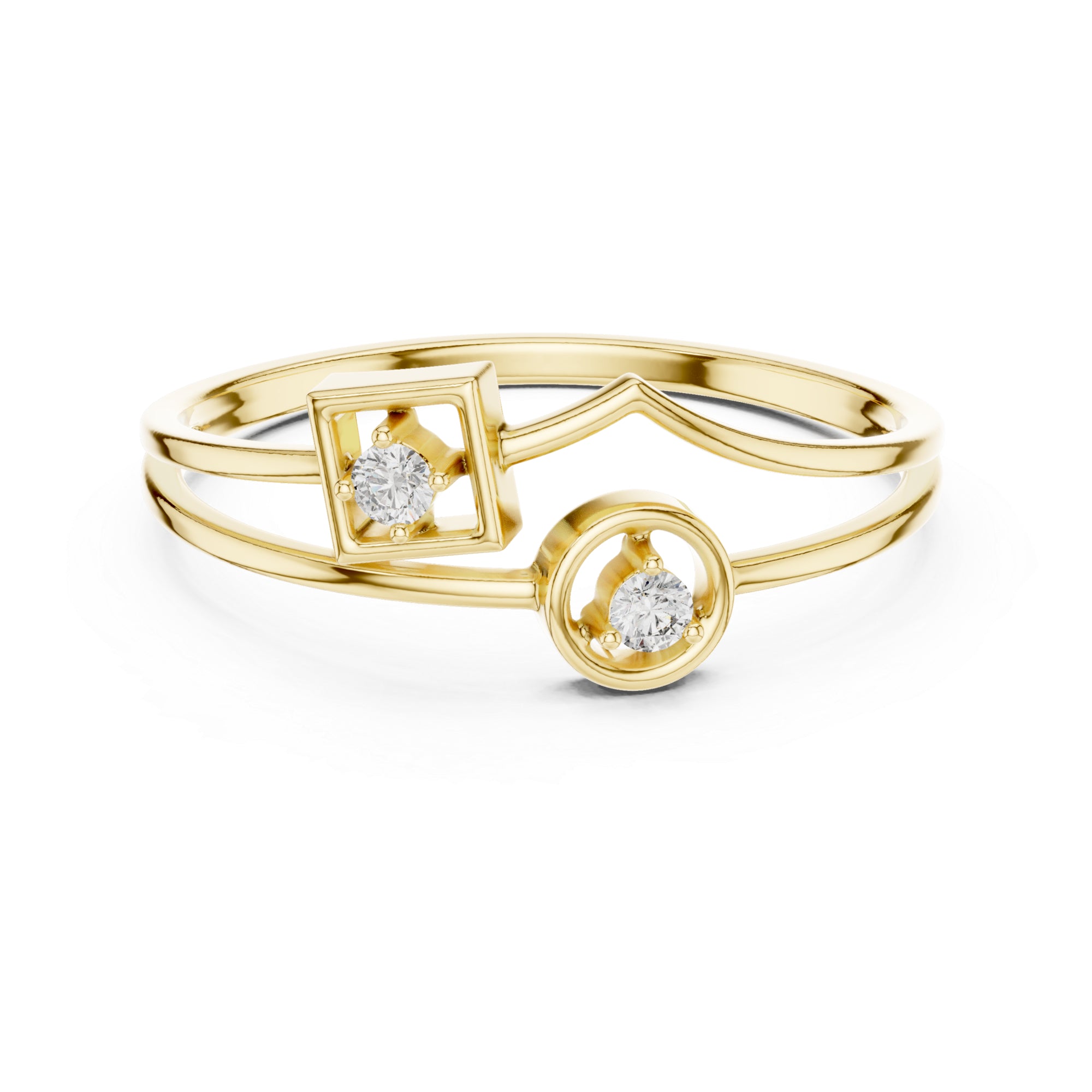 Abstract Moissanite Ring – Sterling Silver Geometric Statement Band