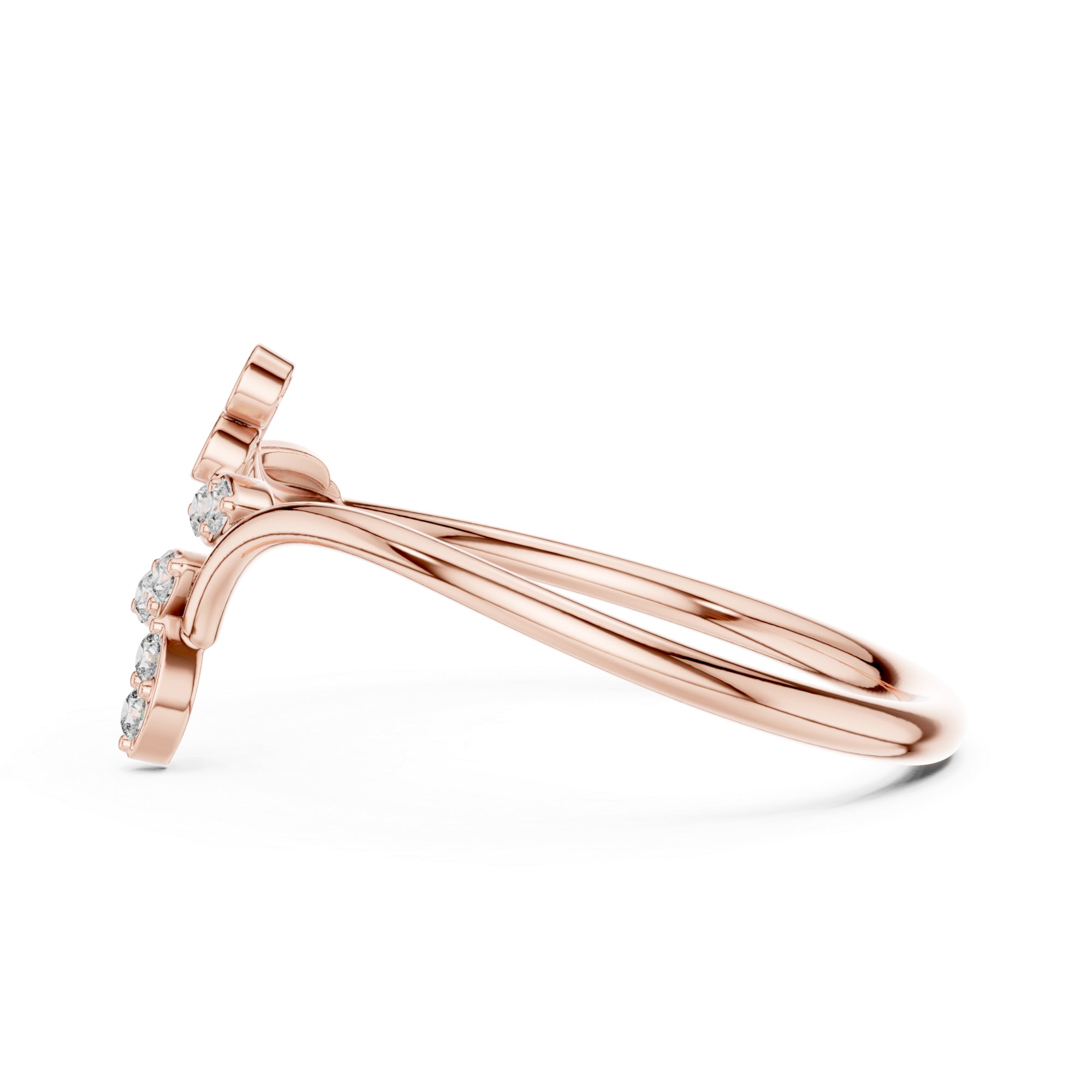 Twig and Leaf Moissanite Ring – Sterling Silver Art Deco Floral Swirl Band