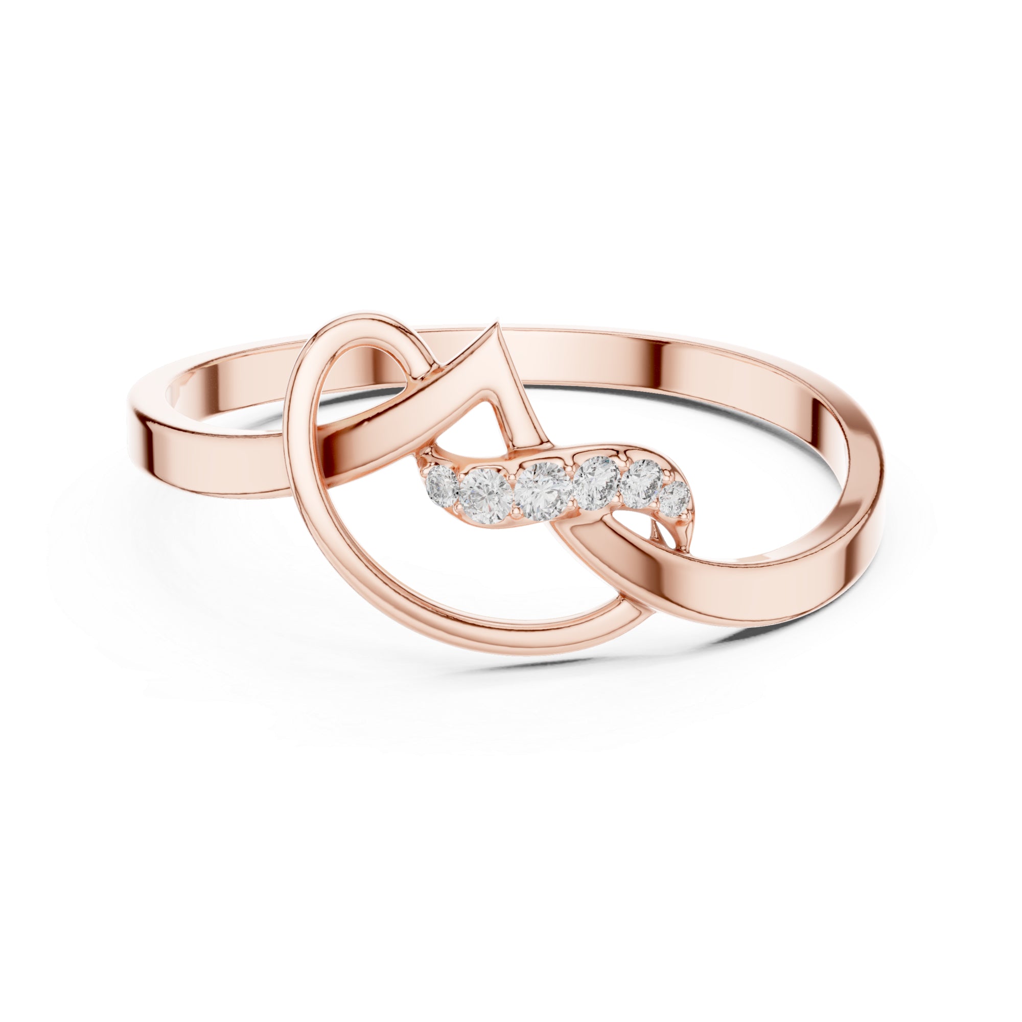 Stacking Initial Moissanite Ring – 925 Sterling Silver Abstract Swirl Dainty Minimalist Bridal Ring
