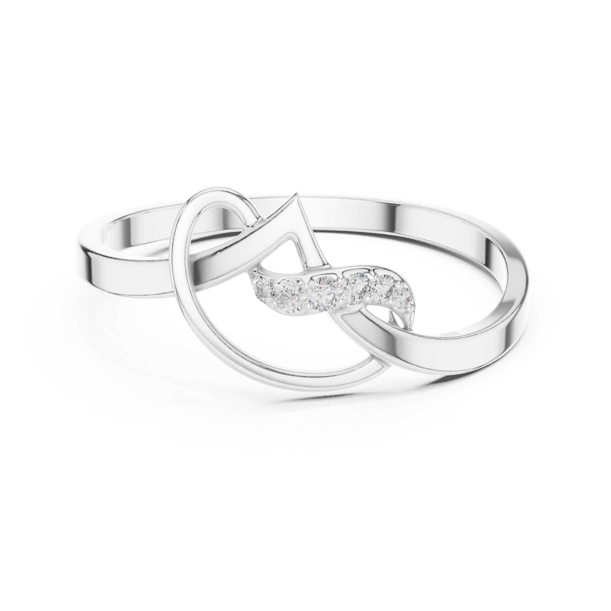 Stacking Initial Moissanite Ring – 925 Sterling Silver Abstract Swirl Dainty Minimalist Bridal Ring