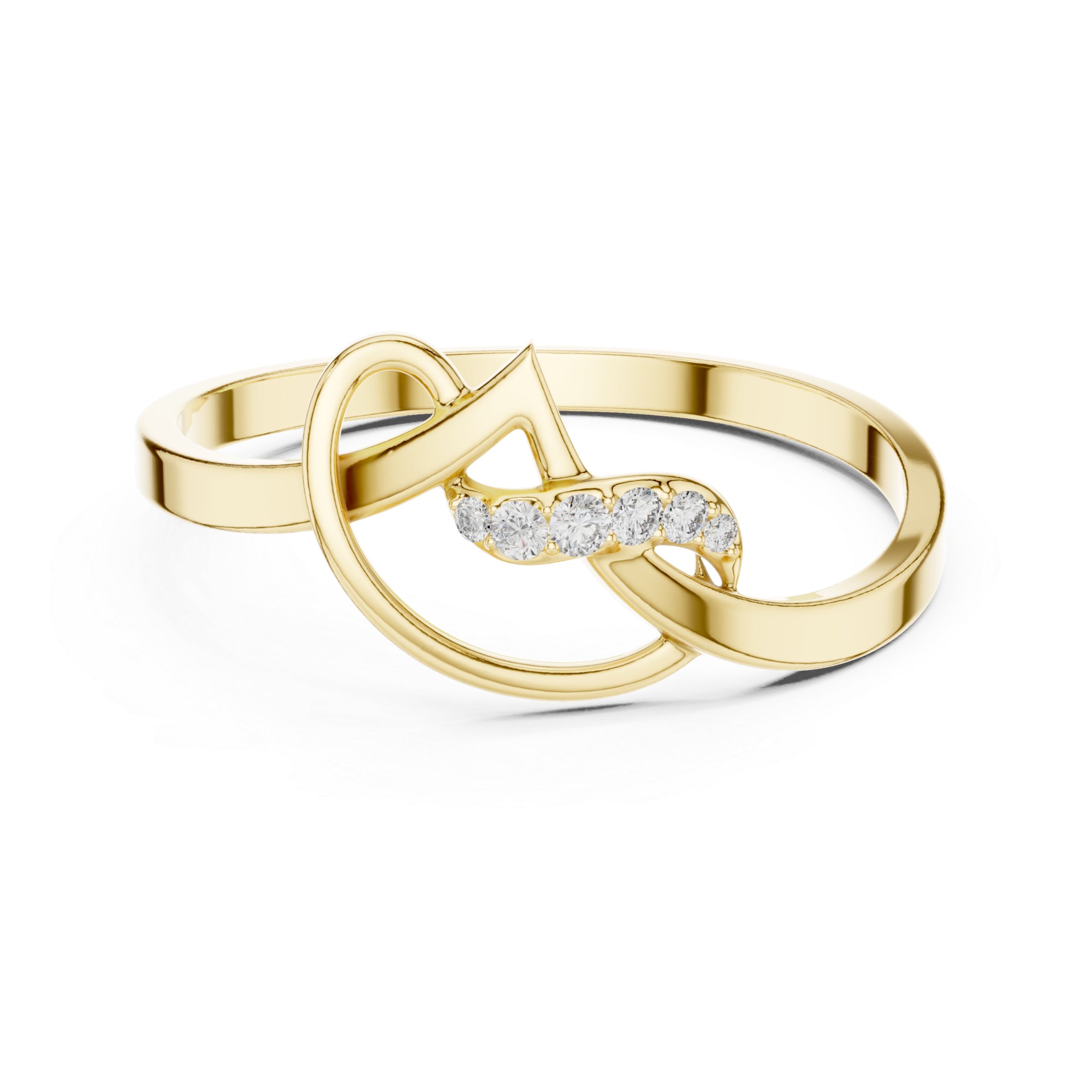 Stacking Initial Moissanite Ring – 925 Sterling Silver Abstract Swirl Dainty Minimalist Bridal Ring