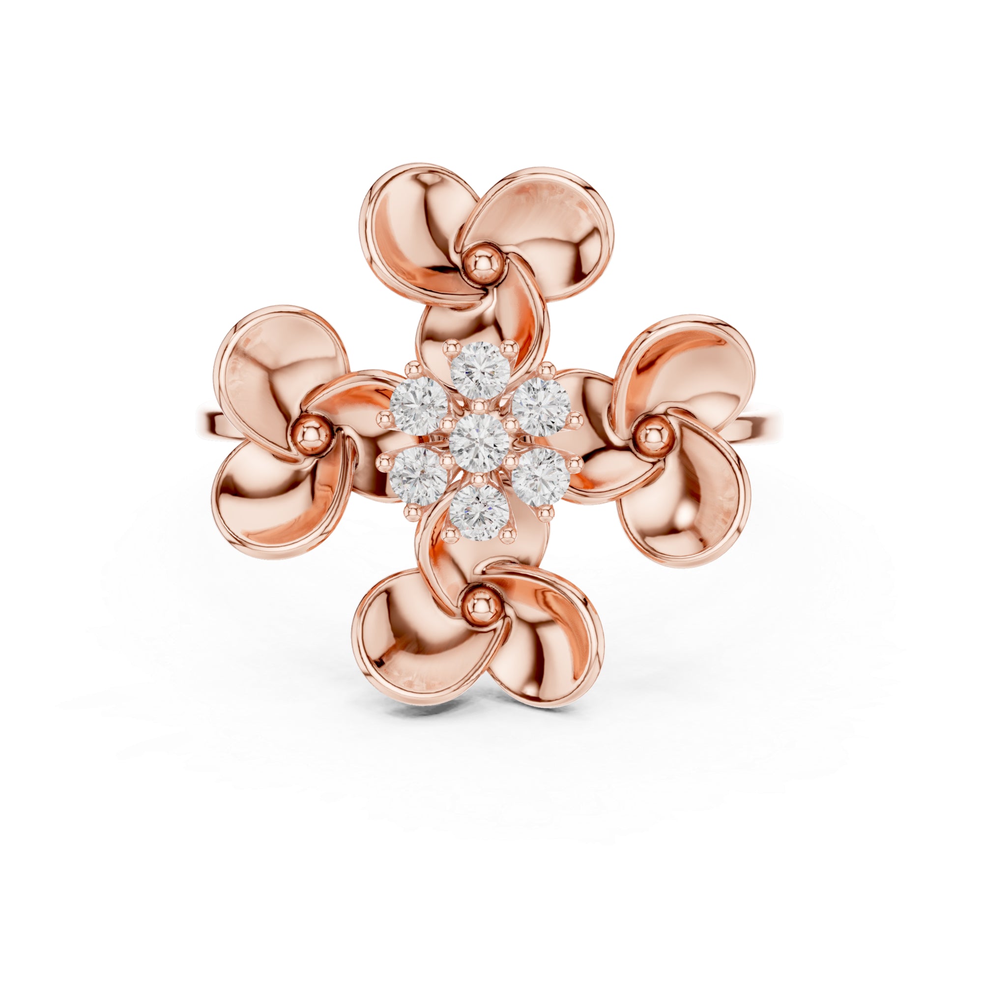 Floral Moissanite Ring – 925 Sterling Silver Lotus Petal Mounting Bridal Ring