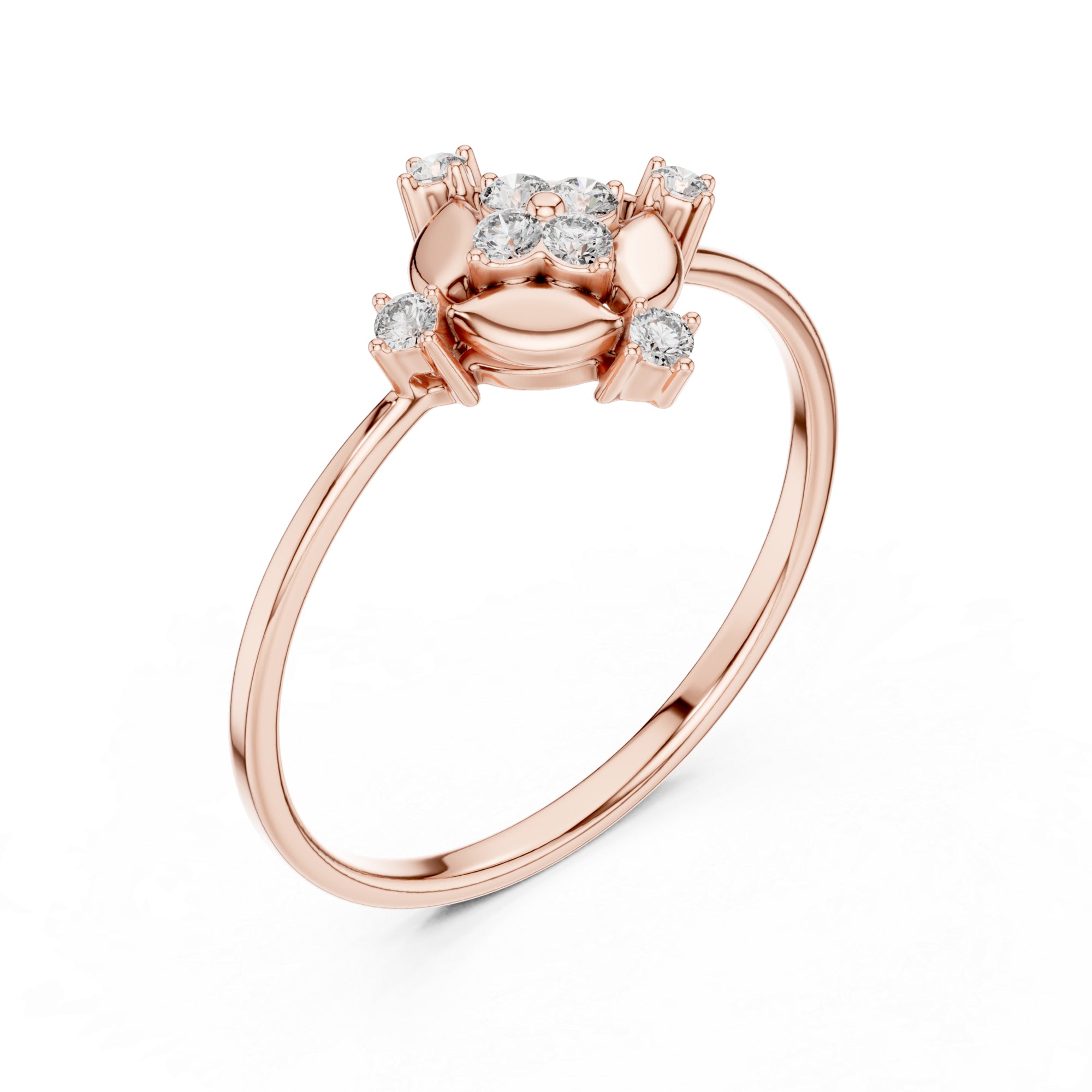Victorian Style Moissanite Ring – Sterling Silver Geometric North Star Bridal Band