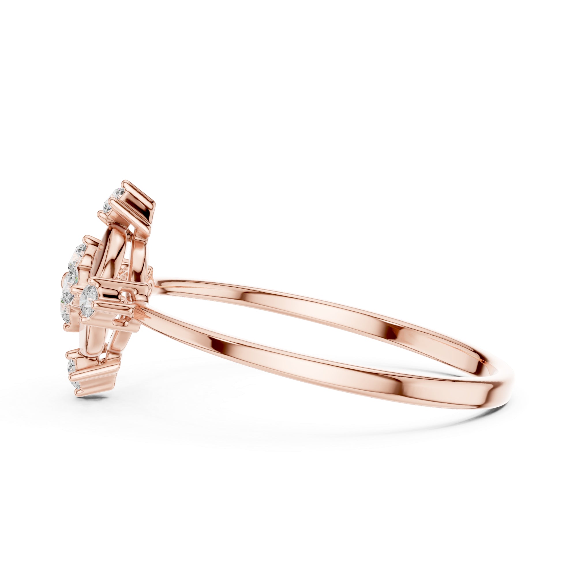 Victorian Style Moissanite Ring – Sterling Silver Geometric North Star Bridal Band