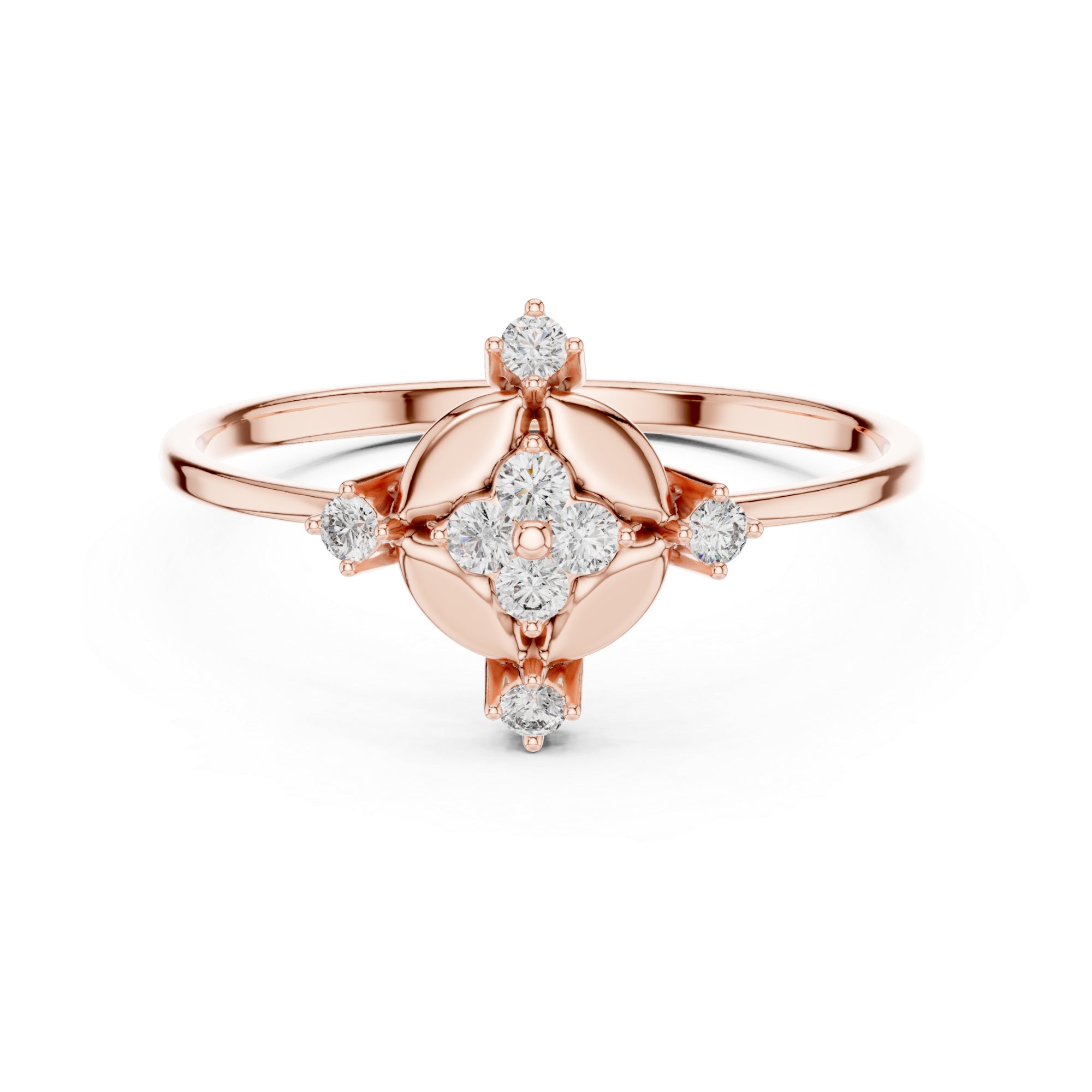 Victorian Style Moissanite Ring – Sterling Silver Geometric North Star Bridal Band