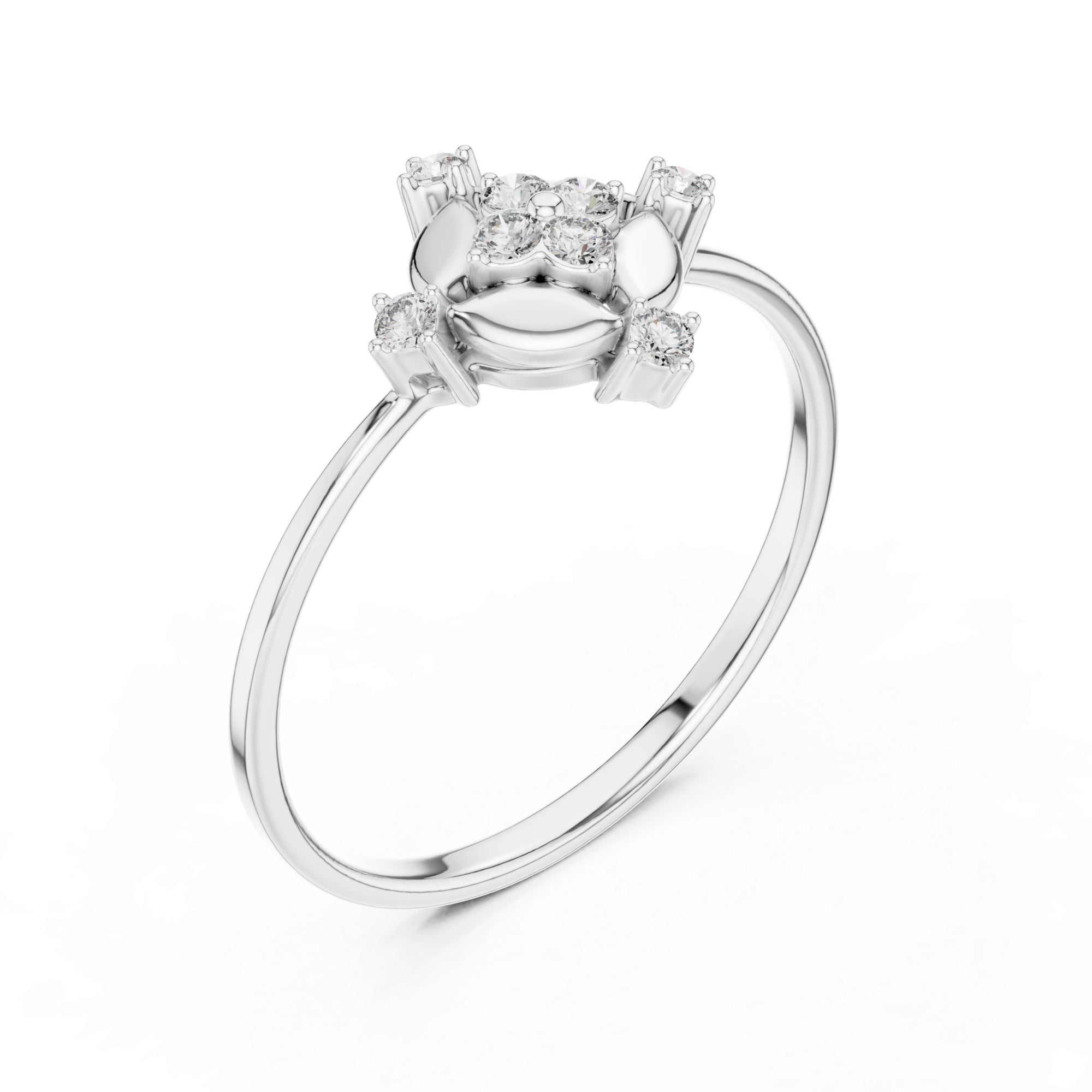 Victorian Style Moissanite Ring – Sterling Silver Geometric North Star Bridal Band