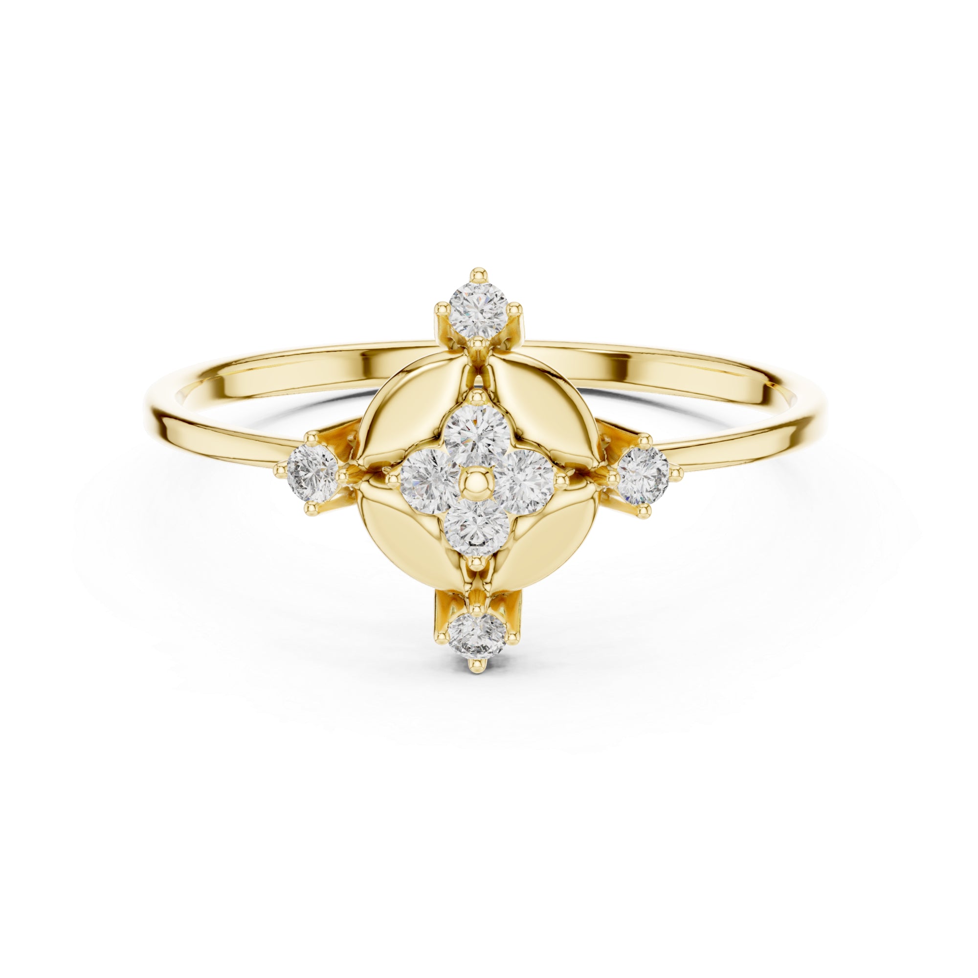 Victorian Style Moissanite Ring – Sterling Silver Geometric North Star Bridal Band