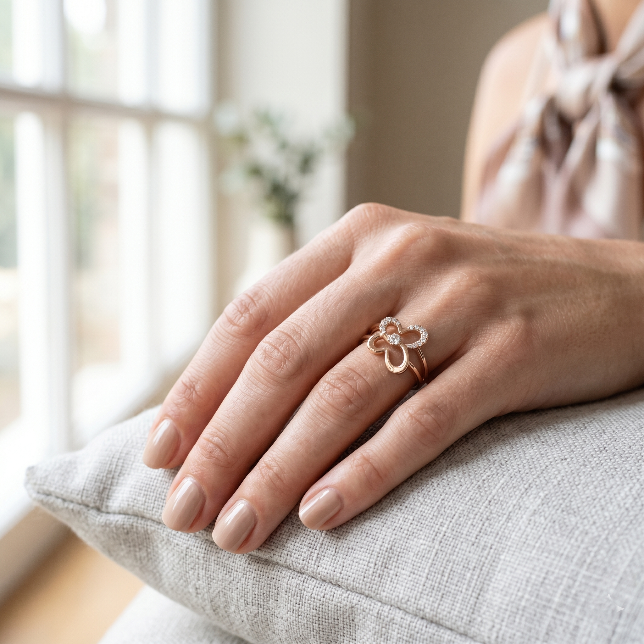 14k Solid Gold Butterfly Ring, Moissanite Nature Inspired Jewelry, Delicate Elegant Promise Minimalist Gift For Her Statement Dainty Ring