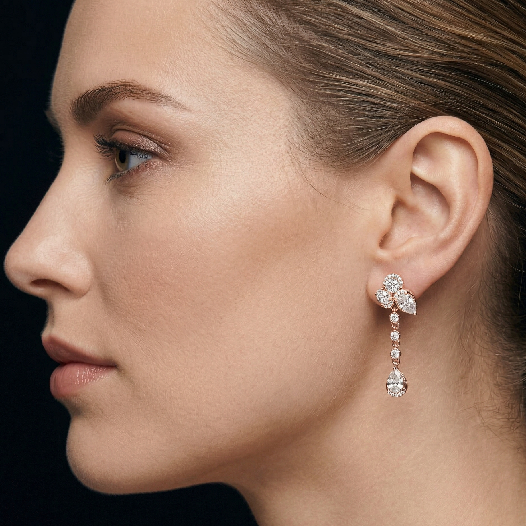 Moissanite Drop Earrings, 925 Sterling Silver, Art Deco Statement Bridal Jewelry