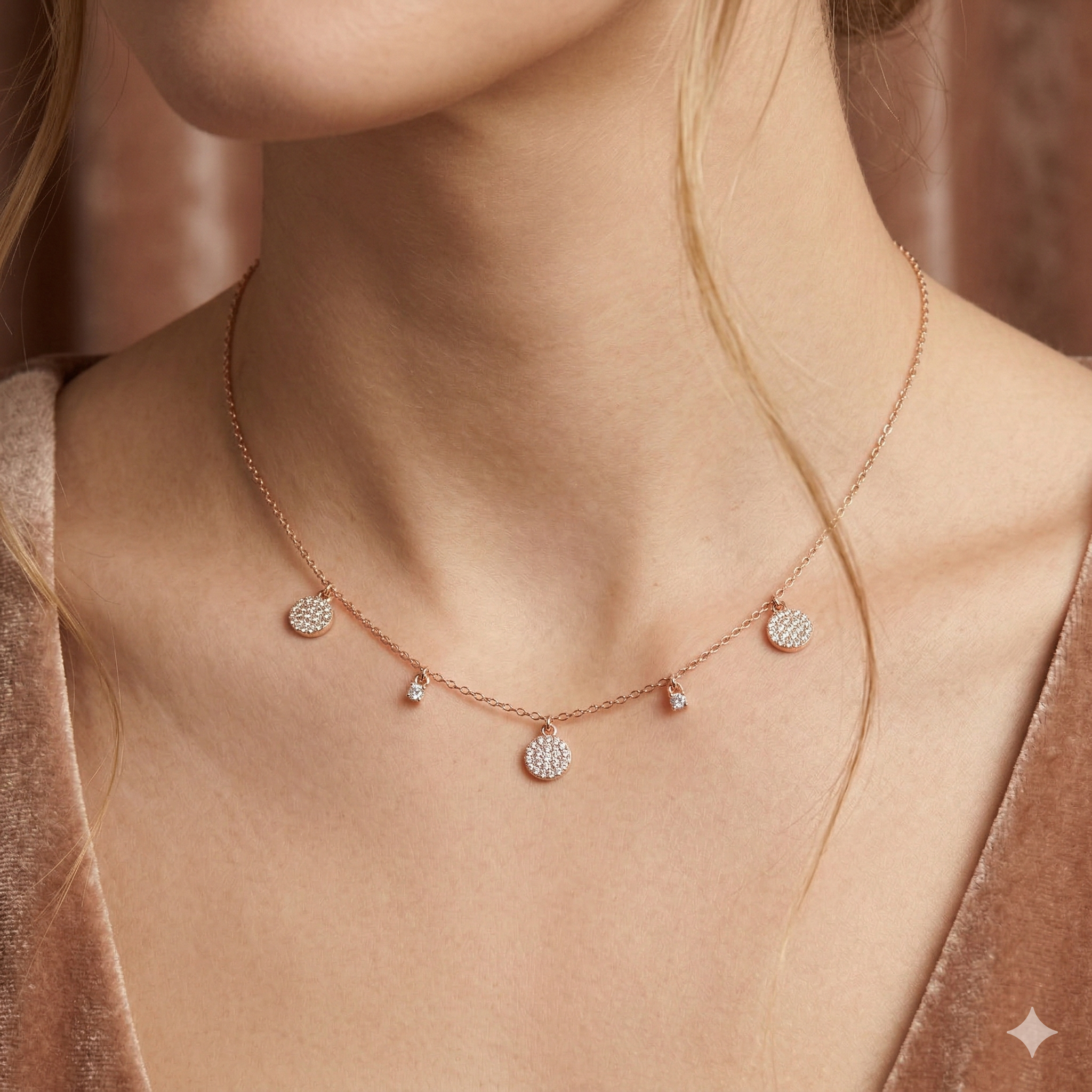 Sterling Silver Moissanite Disc Necklace | Minimalist Layering Jewelry