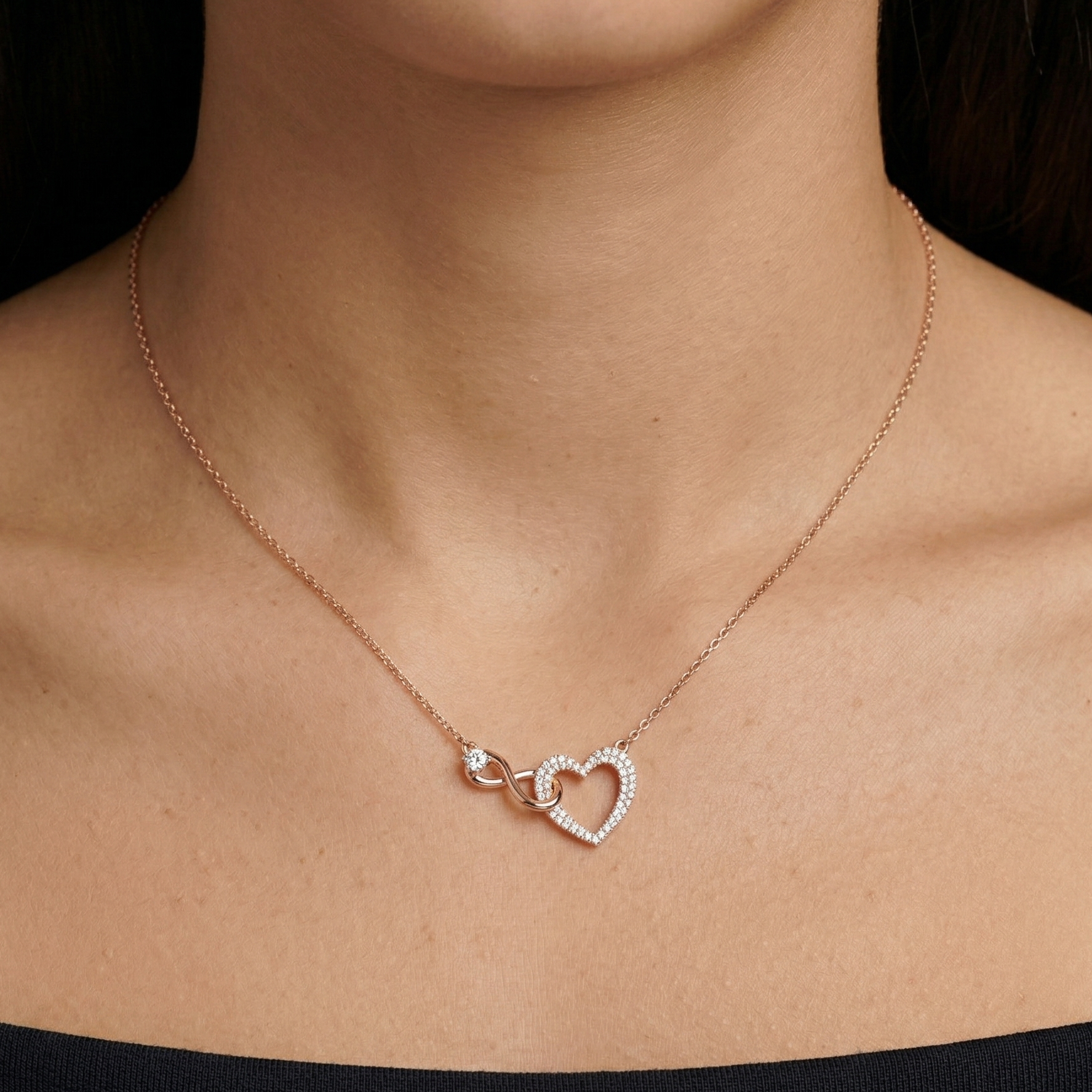 Infinity Heart Moissanite Pendant Necklace, Sterling Silver, Anniversary Gift, Elegant Pendant