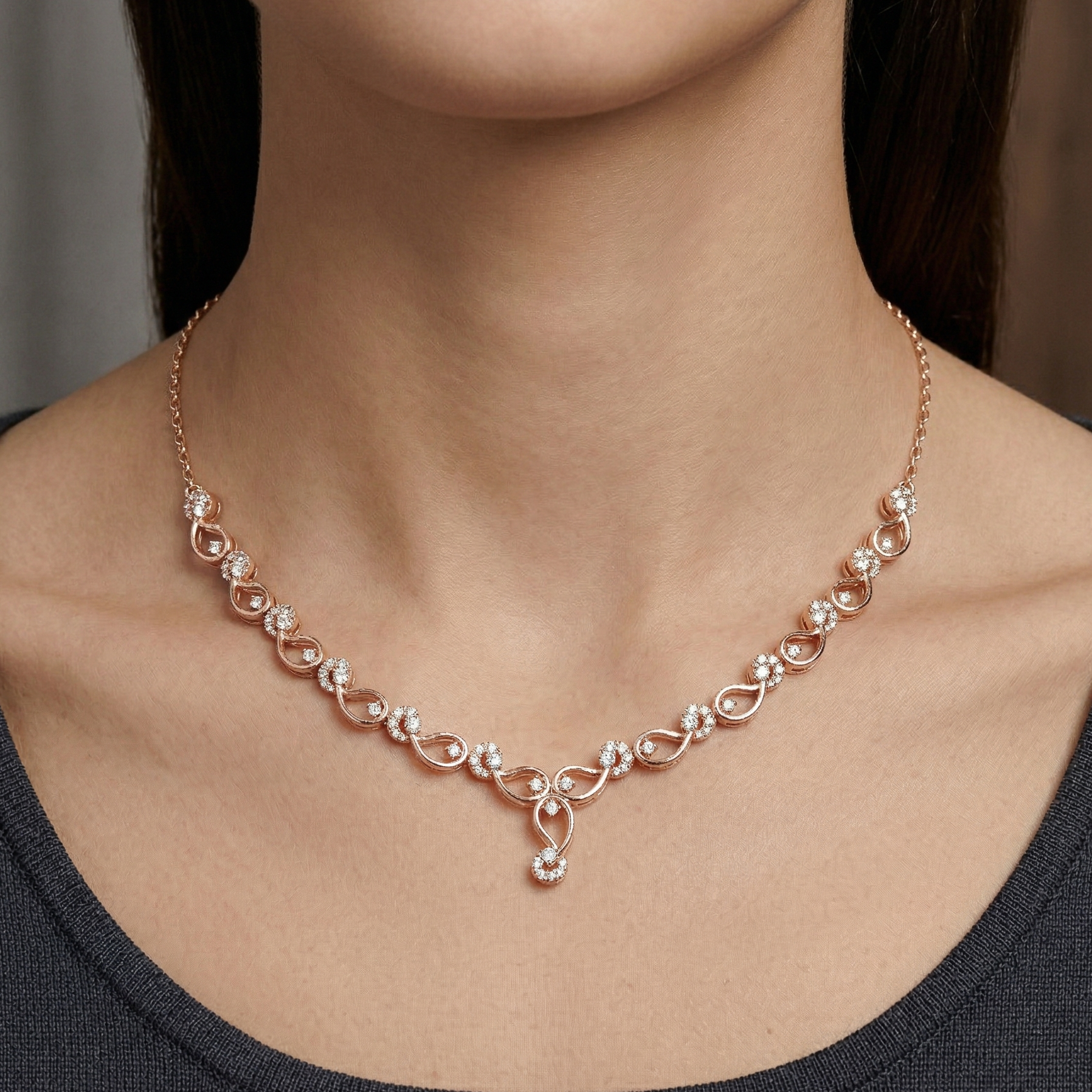 Sterling Silver Moissanite Infinity Necklace, Minimalist Bridal Layering Jewelry