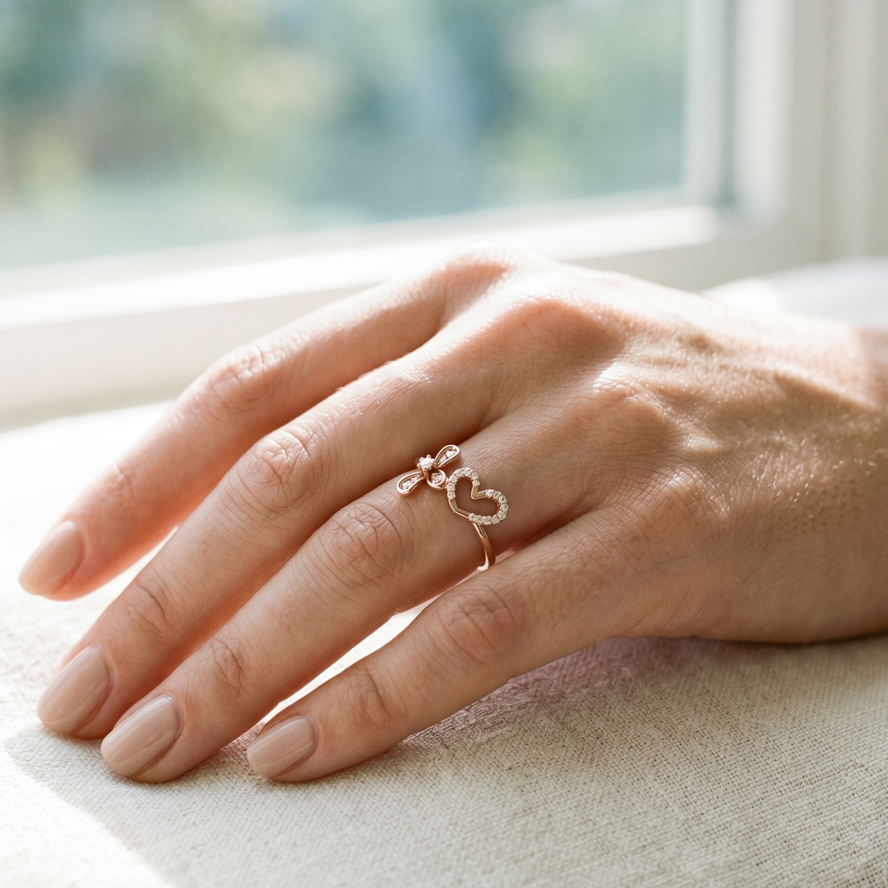 14K Solid Gold Heart Cross Moissanite Ring, Dainty Faith Filigree Jewelry