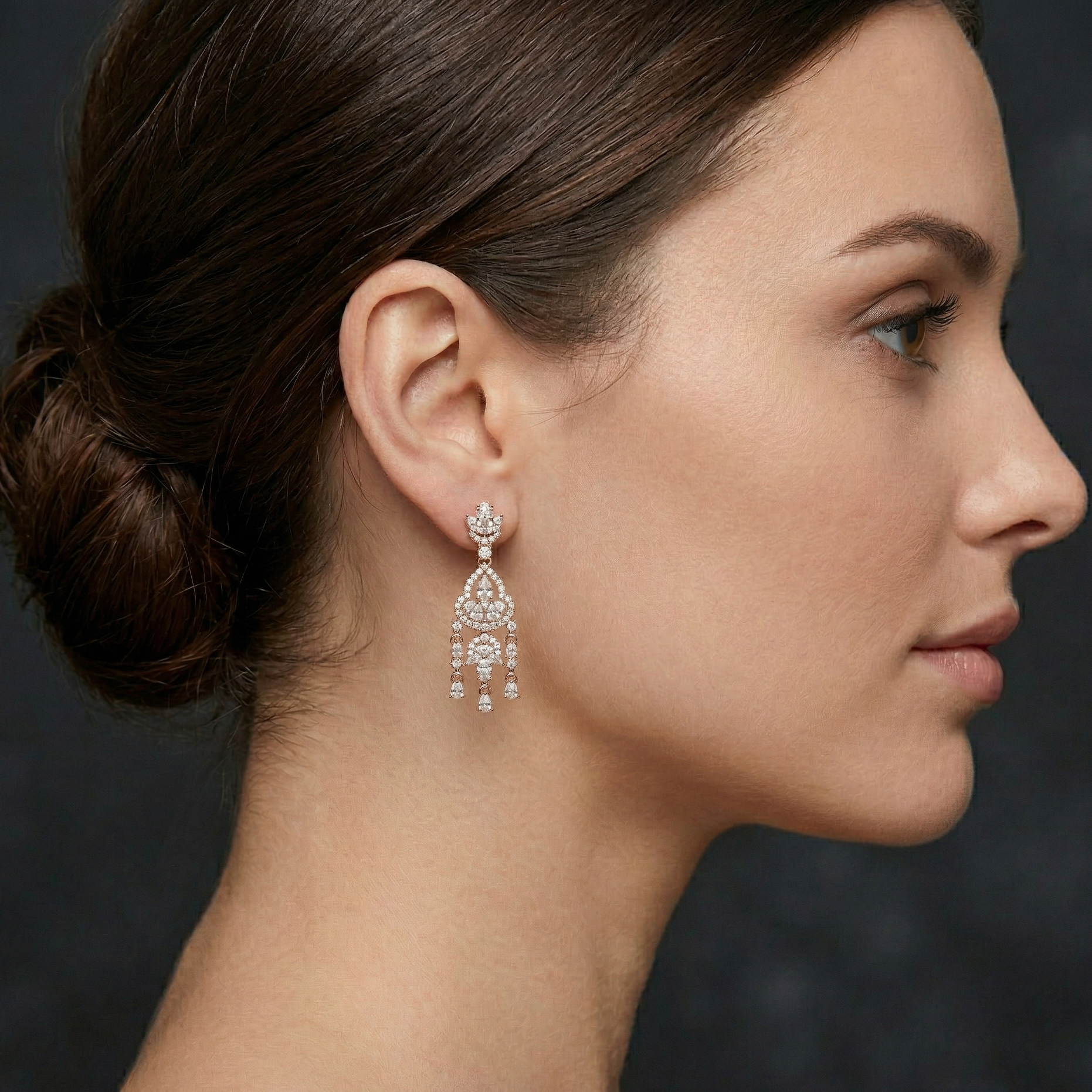 Chandelier Moissanite Earrings, Sterling Silver Dangle, Marquise Pear Cut Bridal Statement