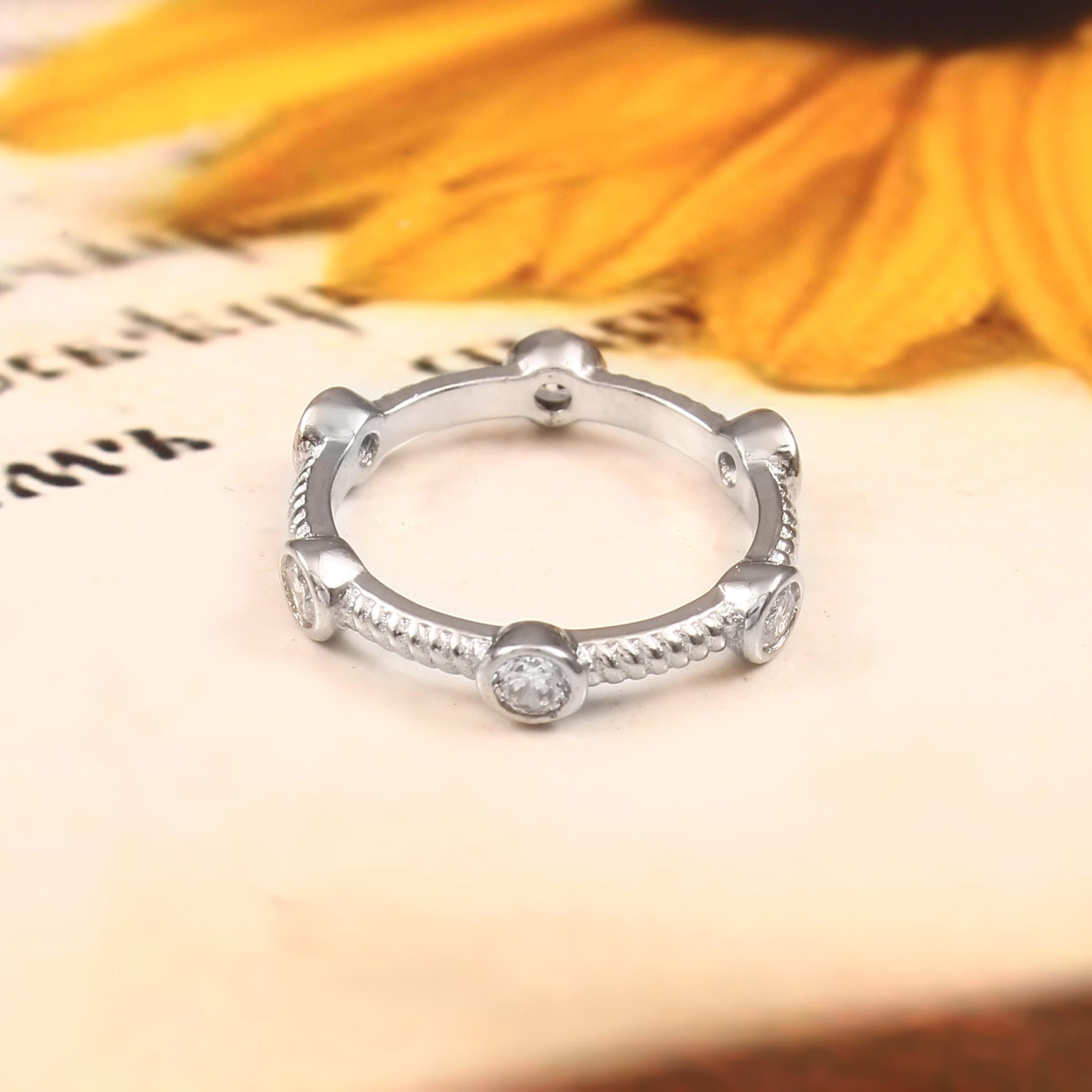 Moissanite Wedding Band Bezel Set Art Deco Eternity Band Bubble Stacking Dainty Silver Proposal Ring Anniversary Gift Promise Ring For Her