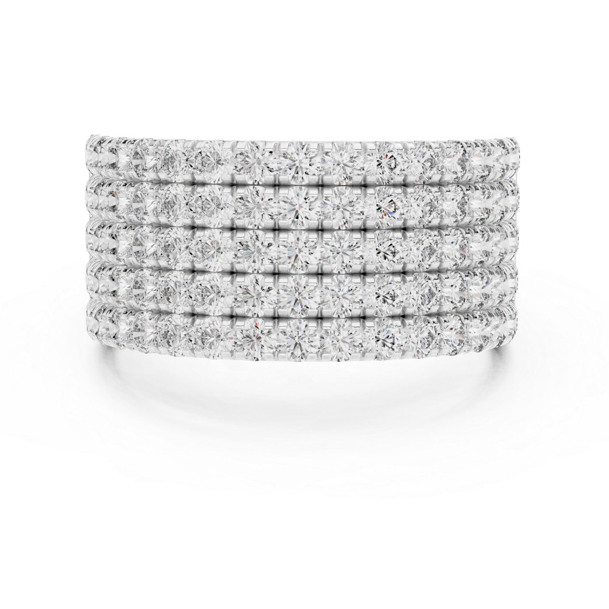 5 Row Moissanite Half Eternity Band Micro Pave Set 925 Silver Stacking Multi Row Proposal Anniversary Gift Bridal Wedding Band For Women