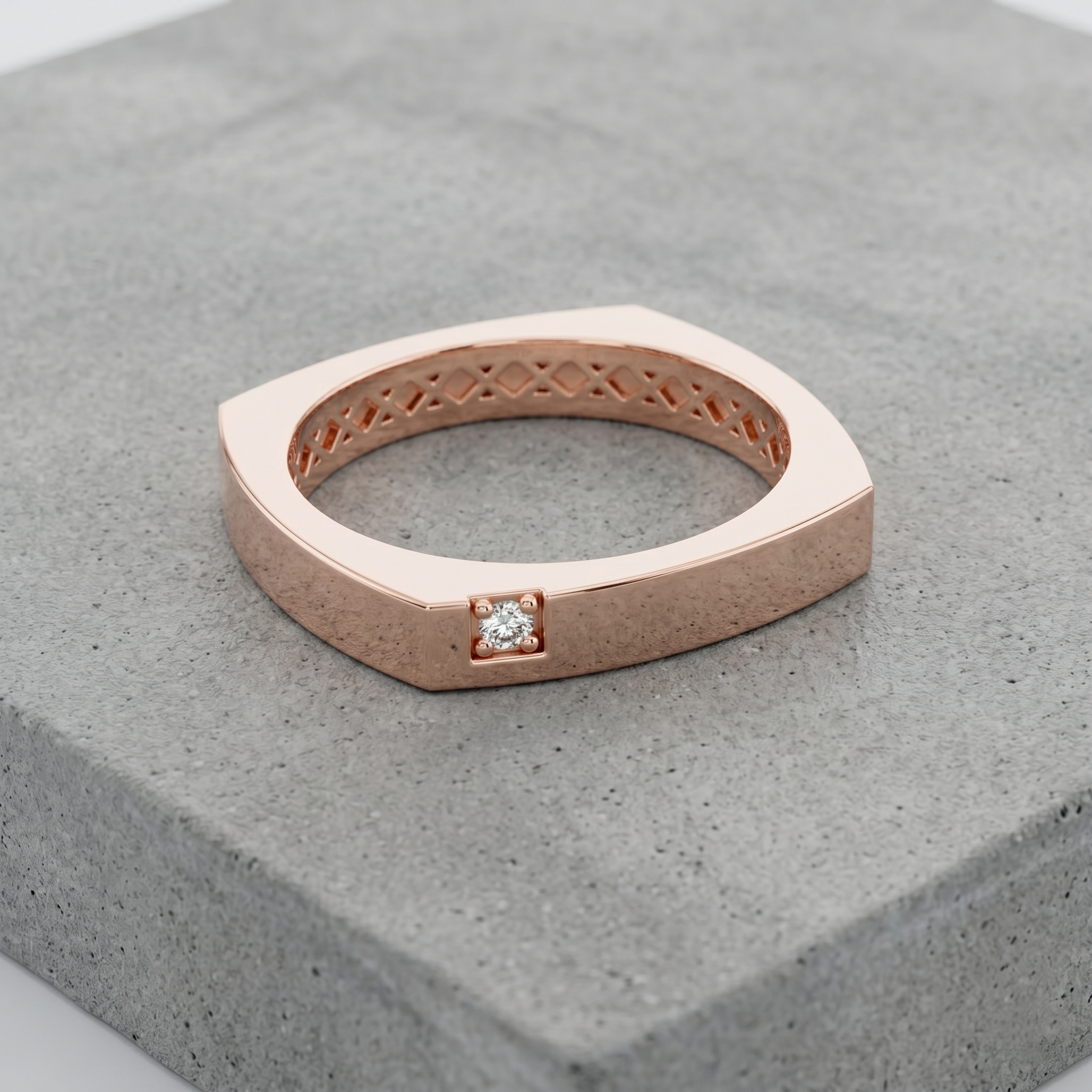 Moissanite Square Ring, 925 Sterling Silver, Minimalist Geometric Band, Modern Promise Ring