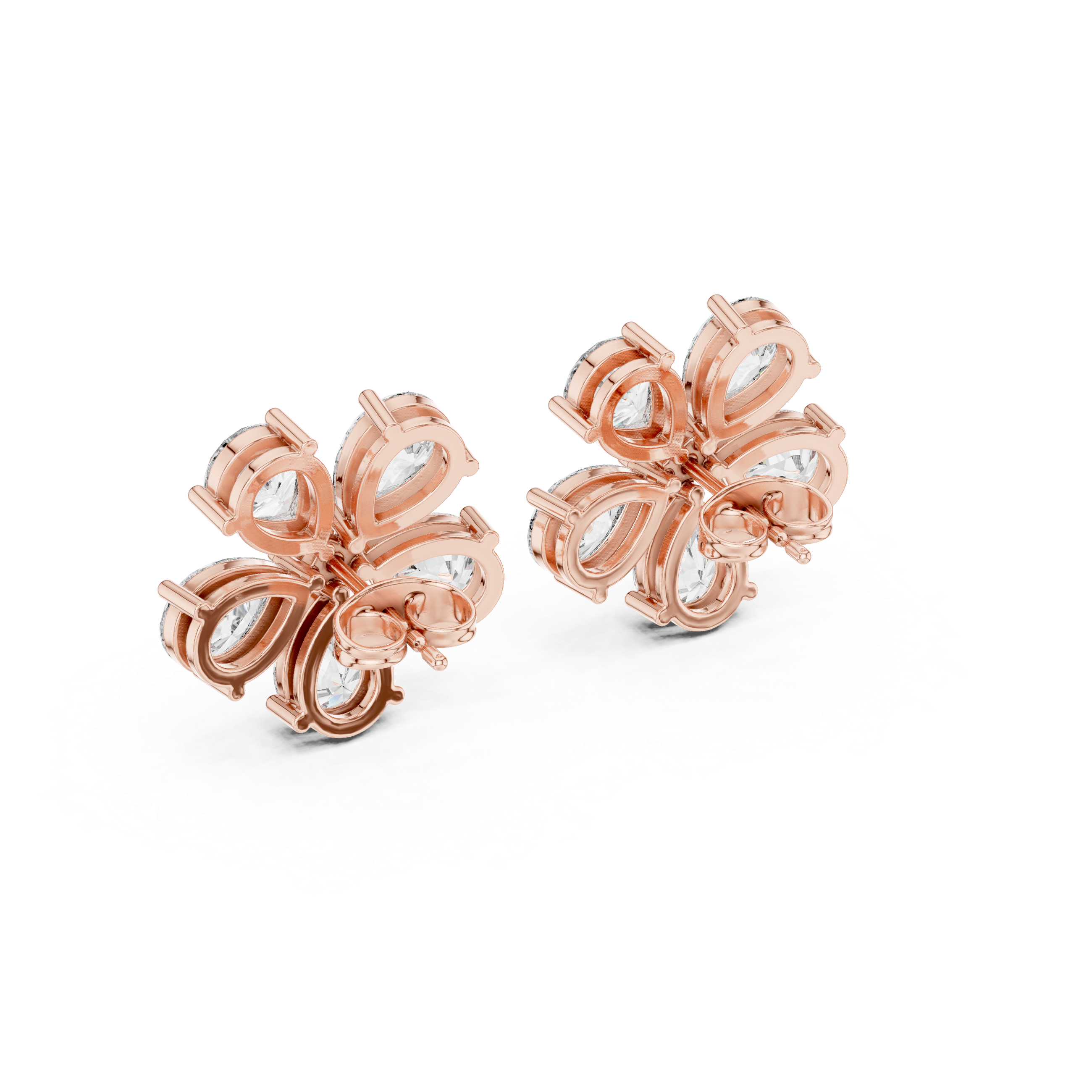 Moissanite Flower Stud Earrings, Art Deco 925 Sterling Silver, Bridal Wedding Jewelry