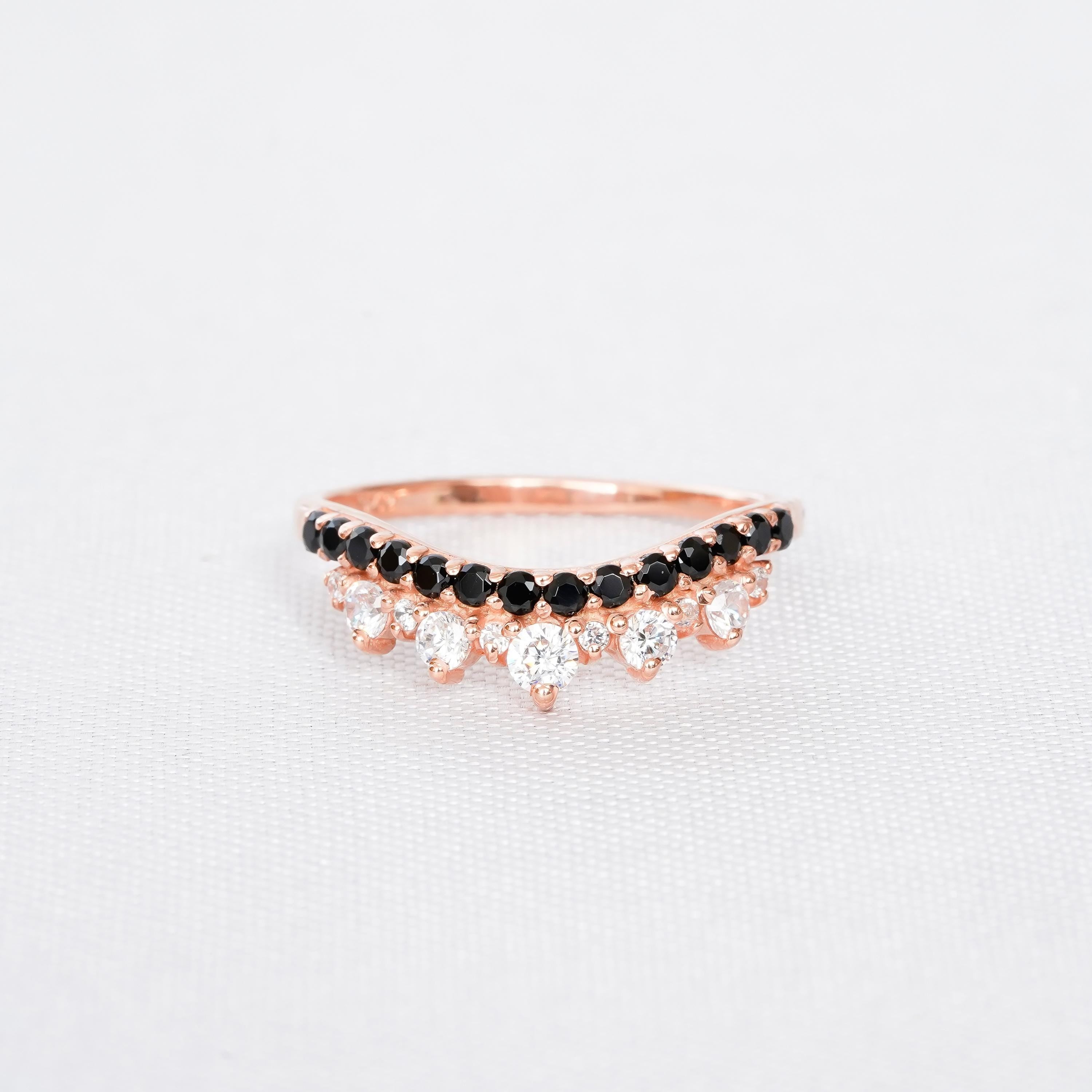 Moissanite Ring Set For Women 925 Sterling Silver Dainty Bridal Oval 2ct Art Deco Engagement Ring Matching Black Onyx Curved Wedding Band