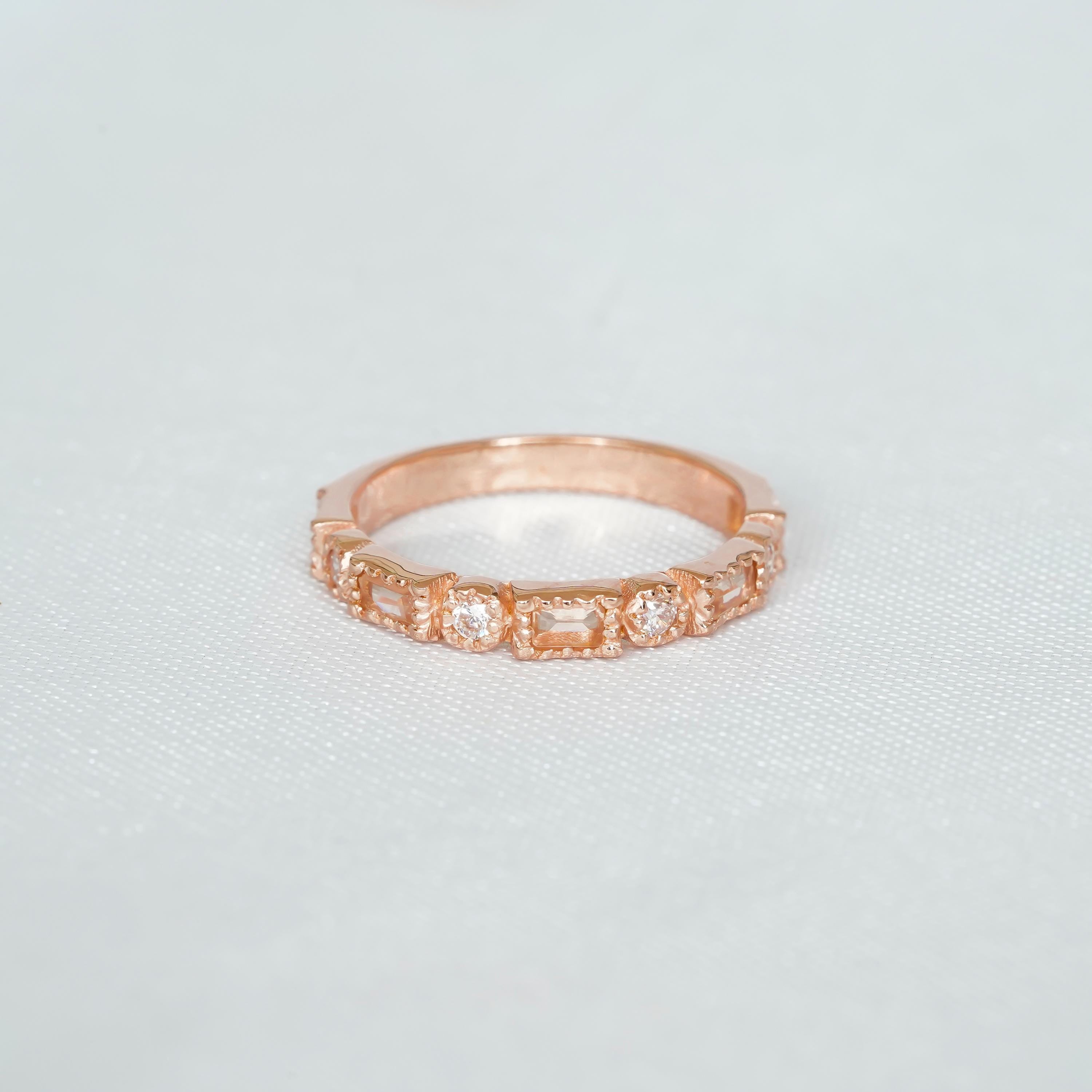 Morganite Wedding Band For Women 925 Sterling Silver Moissanites Stackable Pink Half Eternity Bridal Matching Anniversary Gift Dainty Band