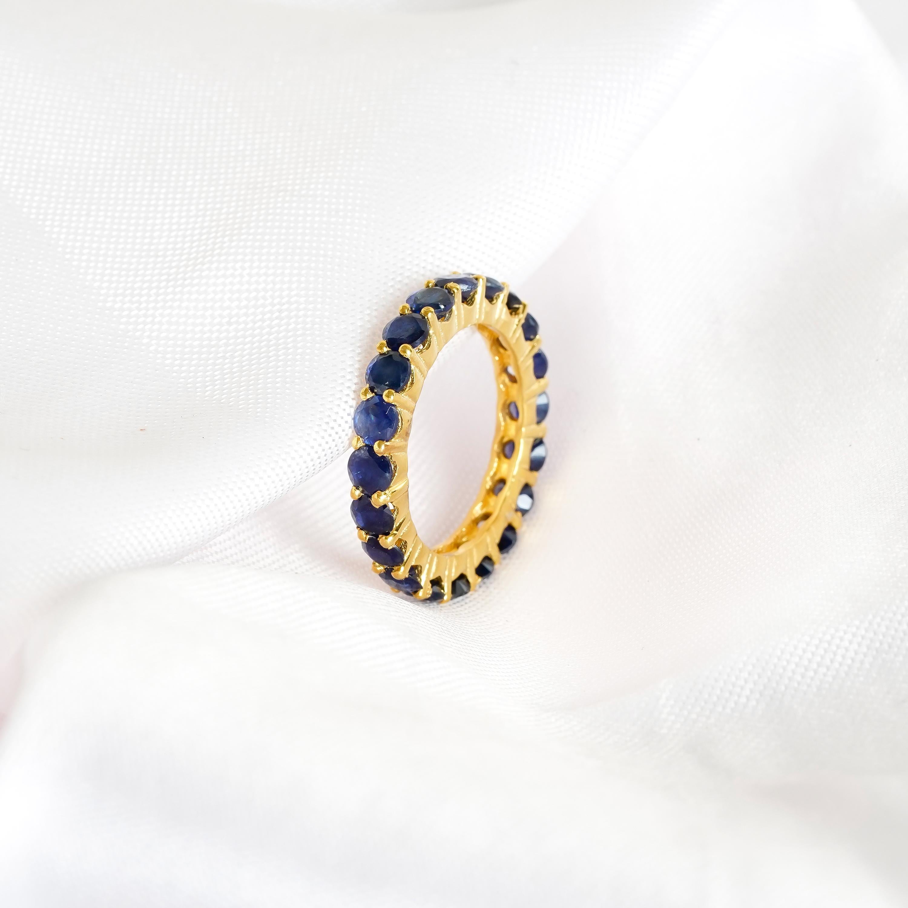 Womens Blue Sapphire Wedding Band stackable ring