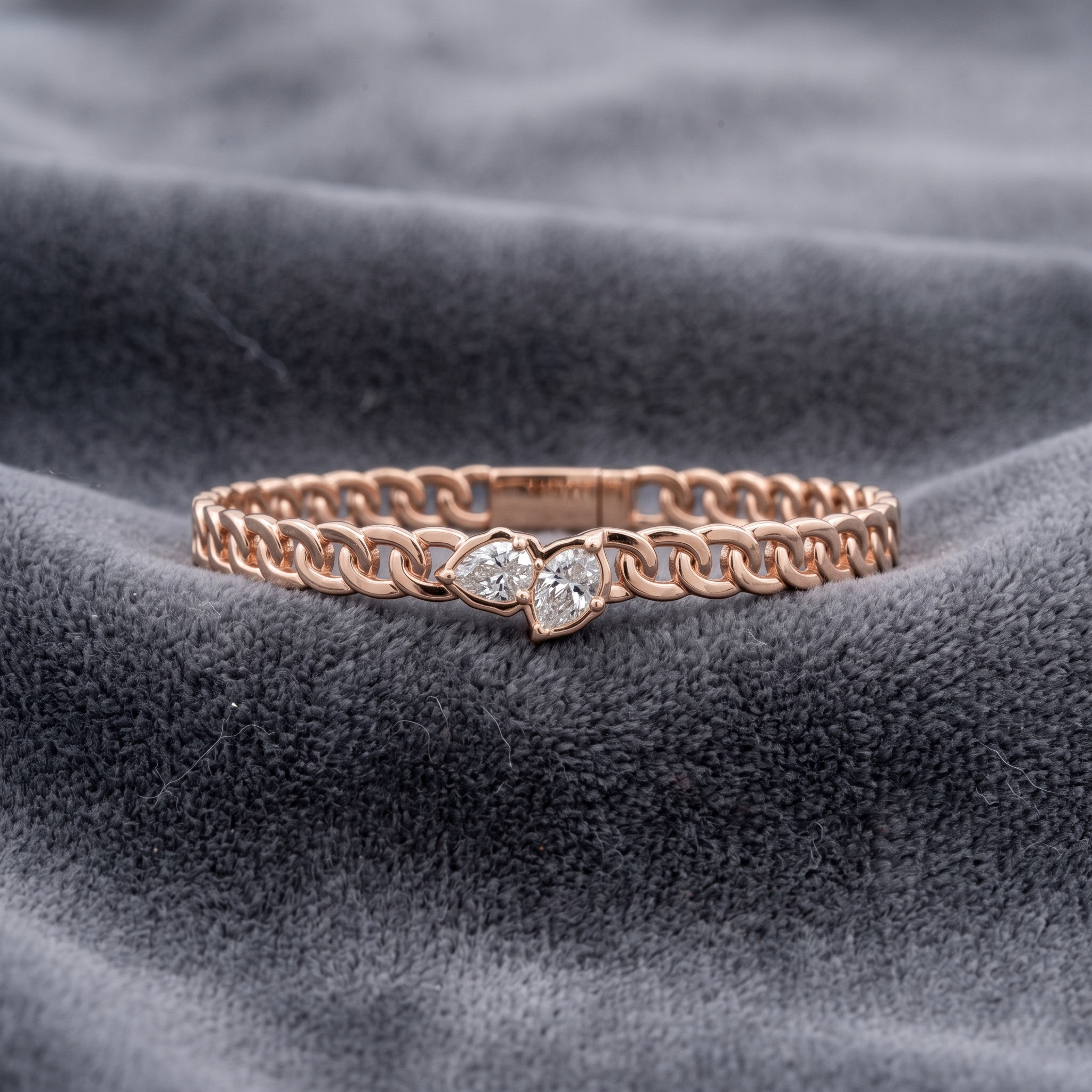 Men's Pear Cut Moissanite Bracelet, 925 Sterling Silver Link Chain, Anniversary Gift
