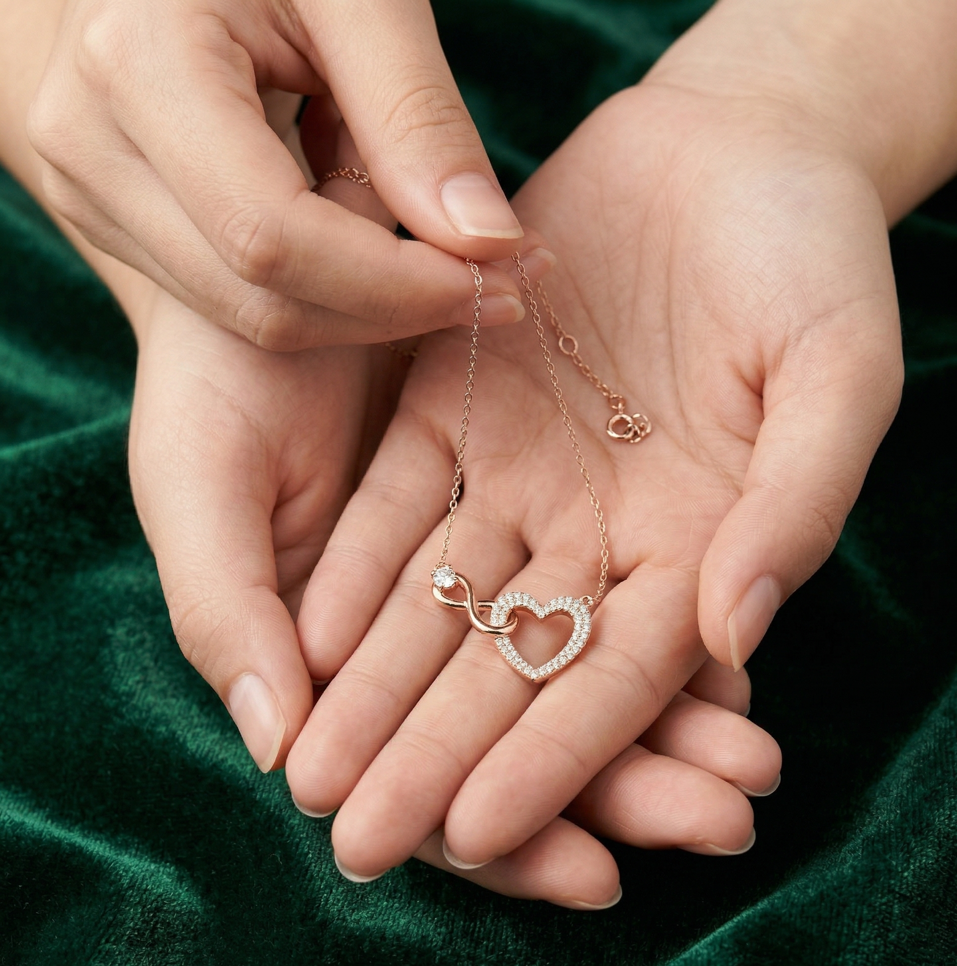 Infinity Heart Moissanite Pendant Necklace, Sterling Silver, Anniversary Gift, Elegant Pendant