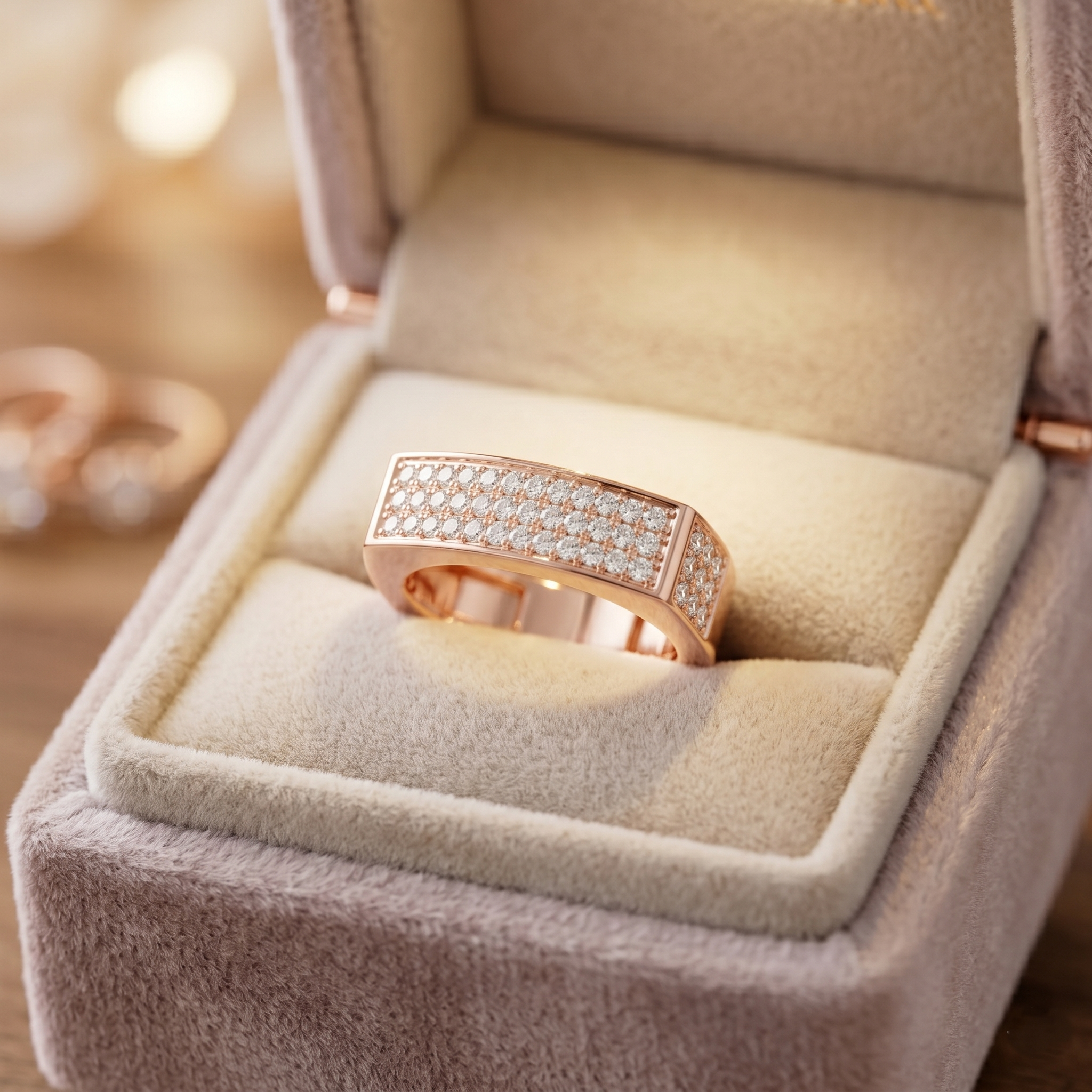 Square Moissanite Ring, 925 Sterling Silver, Geometric Statement Band