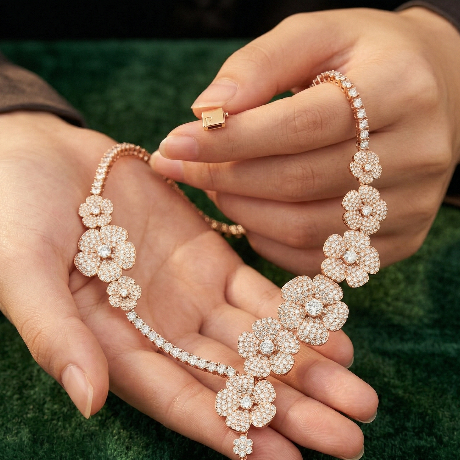 Dainty Flower Moissanite Necklace, Sterling Silver Blossom Bridal Statement Asymmetric Minimalist Layering Necklace