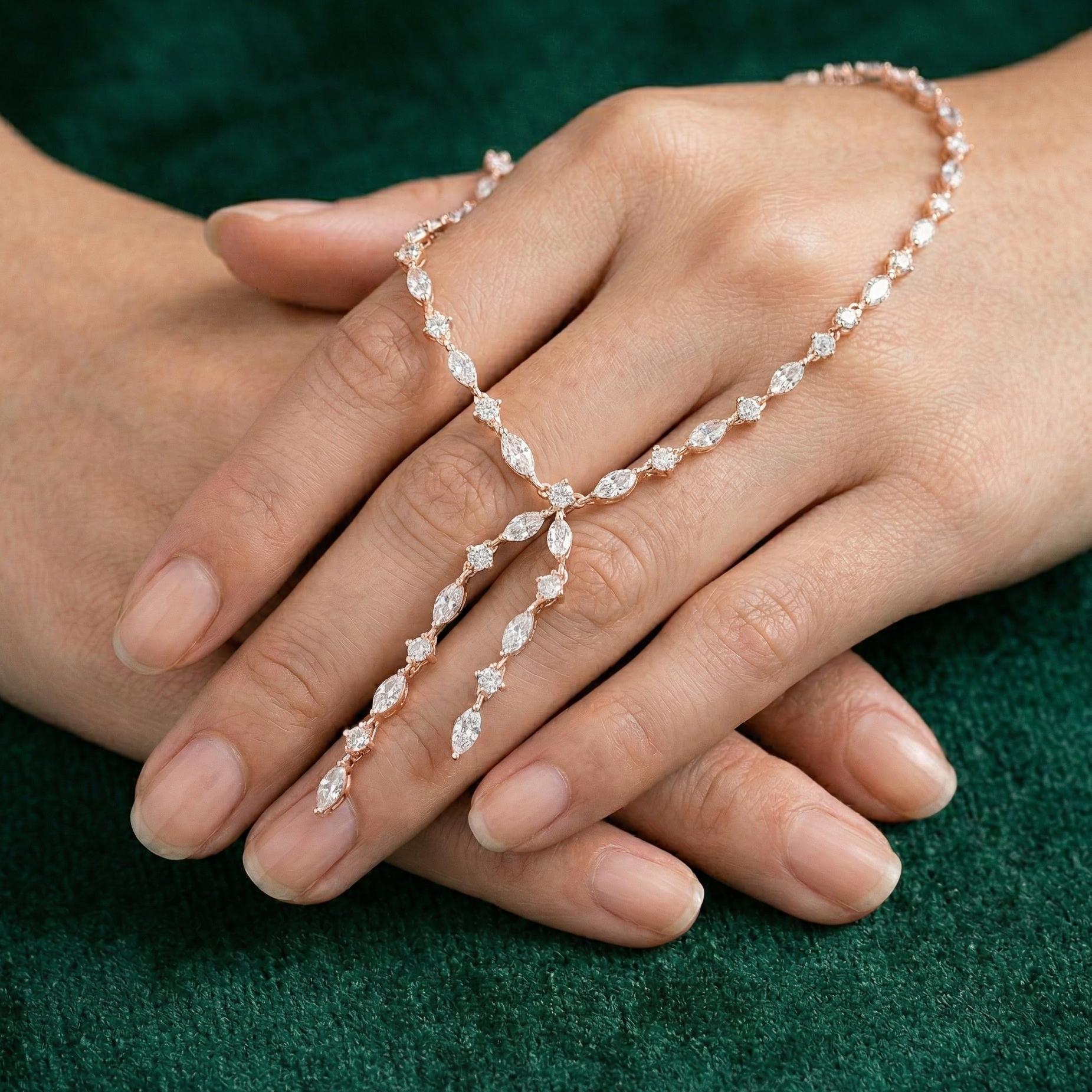 Marquise Moissanite Lariat Necklace, Sterling Silver Bridal Drop Choker